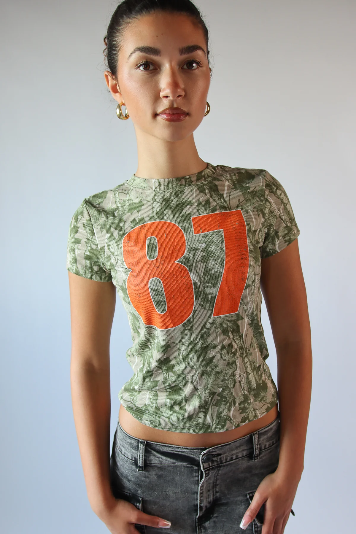 87 Woodland Camo Ribbed Tee - Image 2