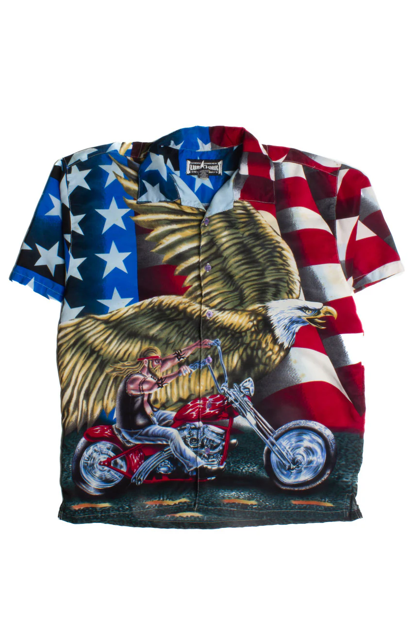 America Bald Eagle Biker Y2K Shirt 84 - Image 2