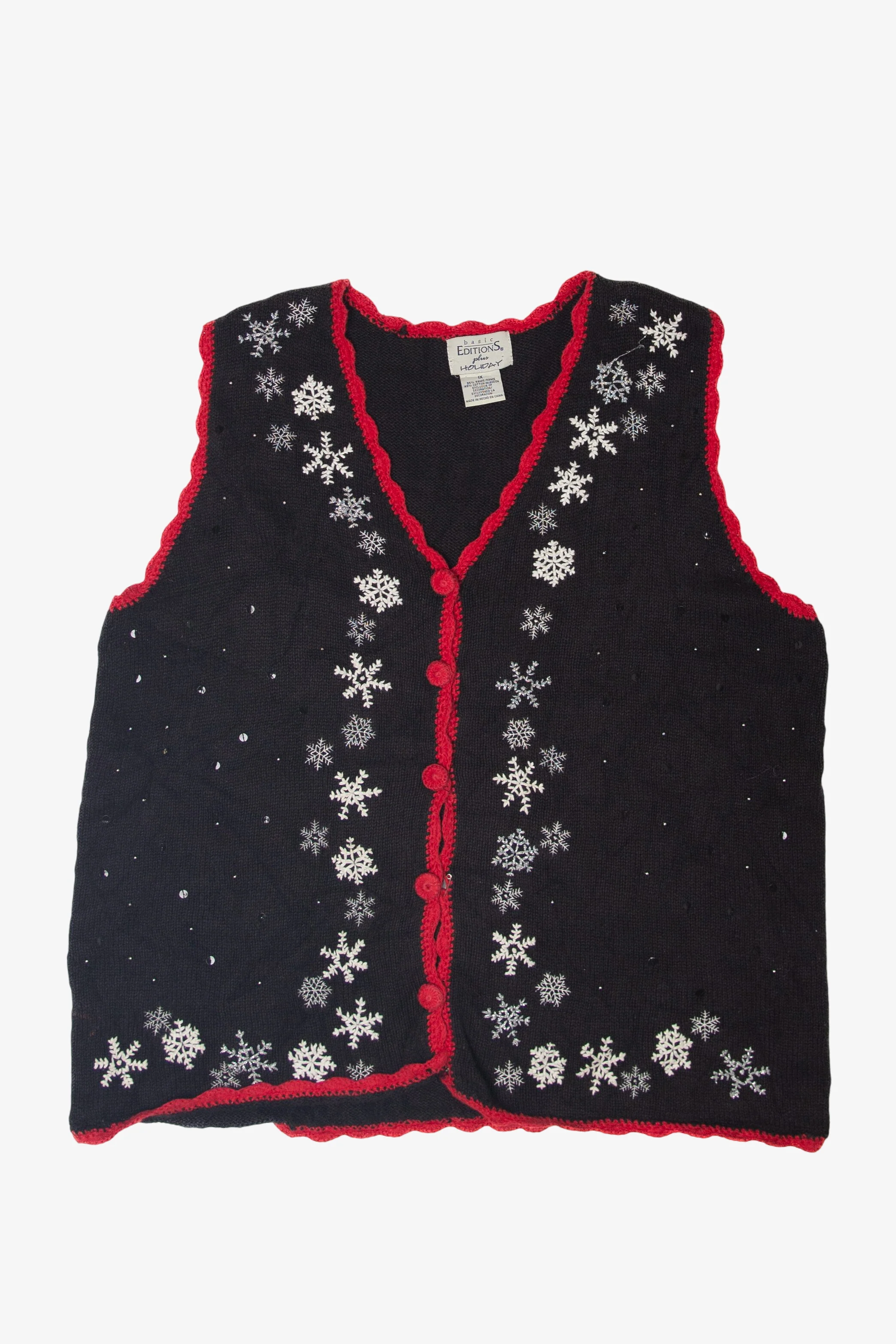 Basic Editions Snowflakes Ugly Christmas Vest