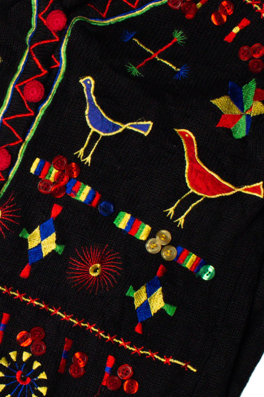Beaded Birds & Buttons Sweater - Image 2