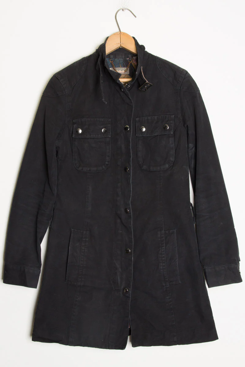 Black Denim Women's Trench Coat - Image 2