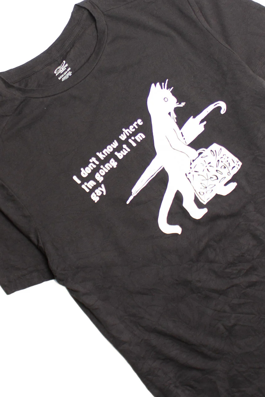 Black Gay Cat Screen Print T-Shirt 4