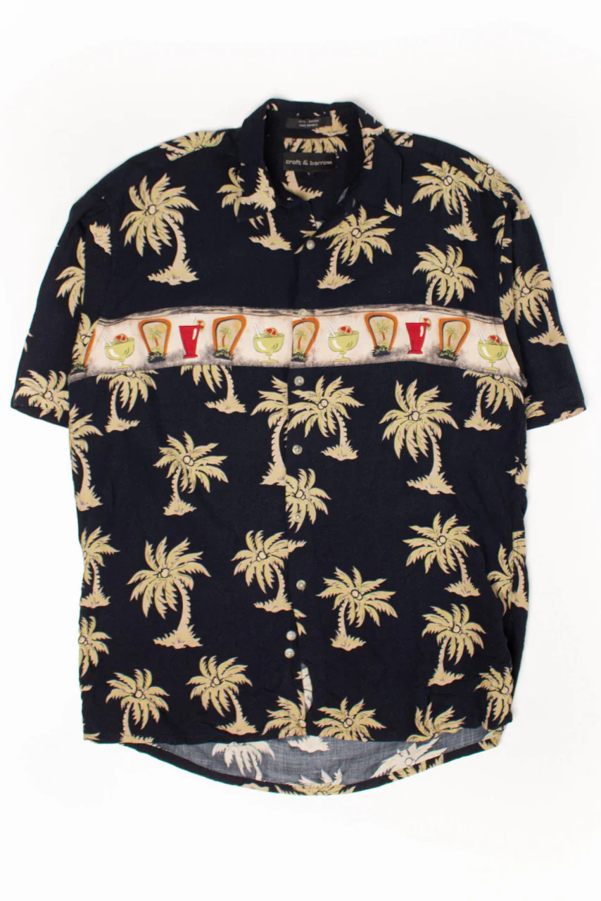 Black Palms & Drinks Hawaiian Shirt - Image 2