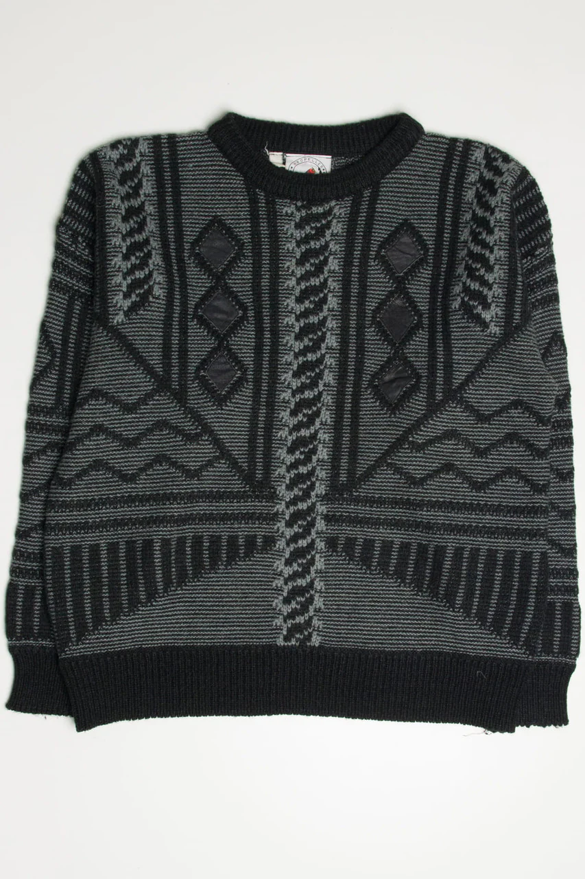 Black Propeller International Leather Detail 80s Sweaters