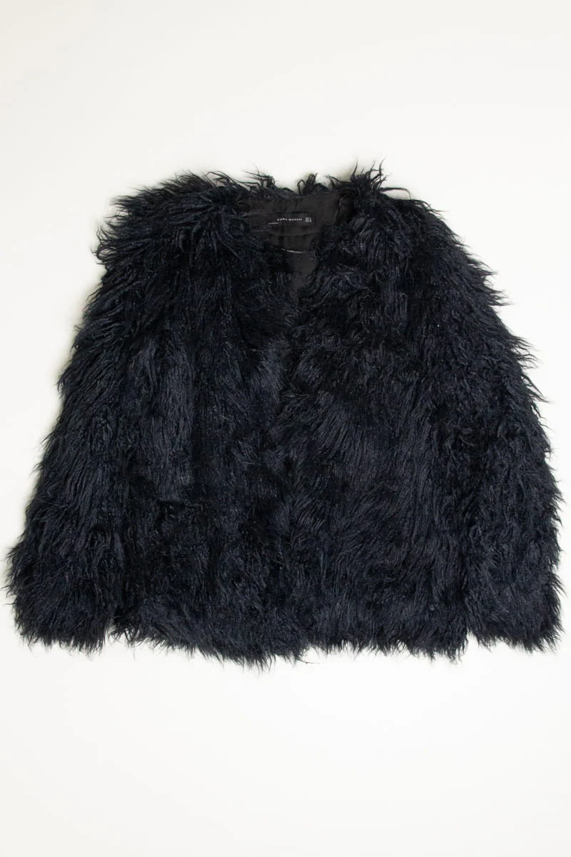 Black Shag Zara Faux Fur Coat - Image 3