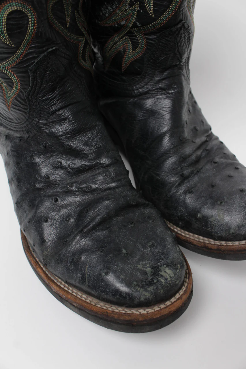 Black Textured Cowboy Boots (Sz. 9 D) 1293 - Image 6
