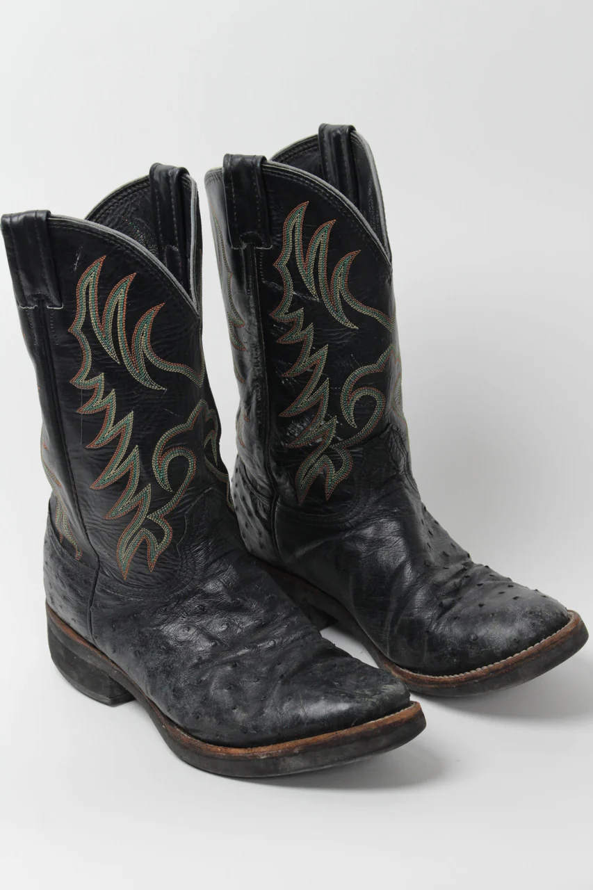Black Textured Cowboy Boots (Sz. 9 D) 1293 - Image 8