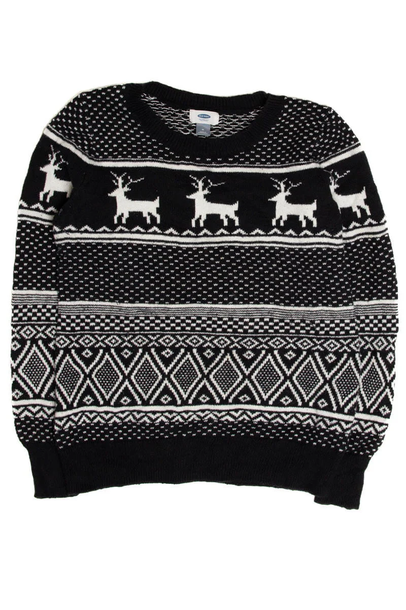 Black & White Deer Fair Isle Sweater - Image 2
