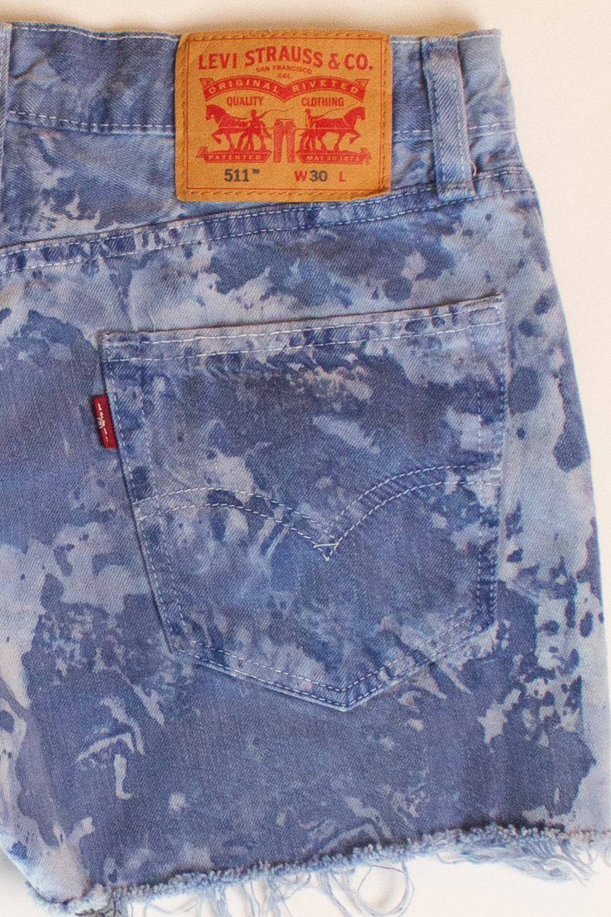 Blue Bleached Levi's Denim Cutoff Shorts (2010s) - Image 4