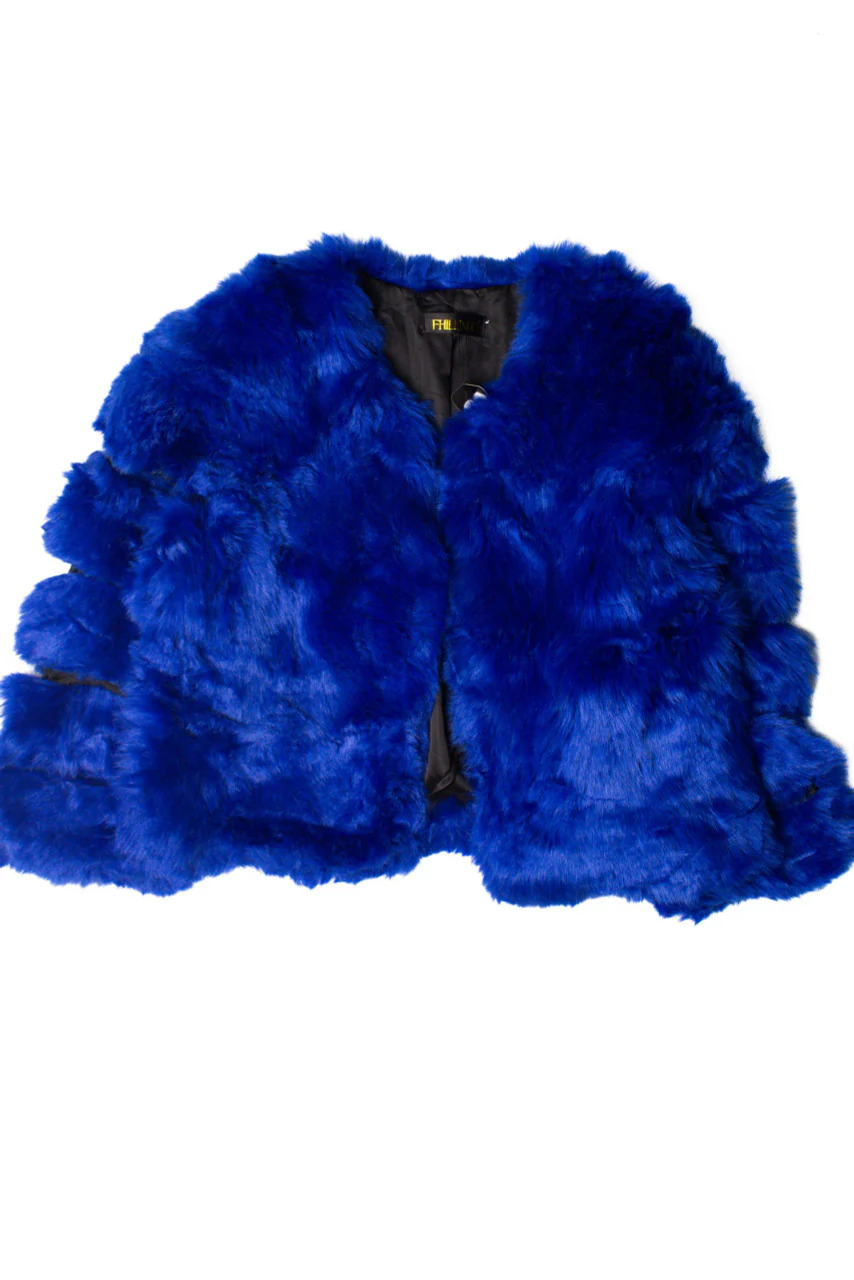 Blue Faux Fur Coat - Image 2