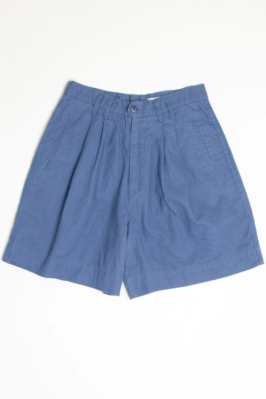 Blue Linen High Waisted Pleated Shorts (sz. 10)