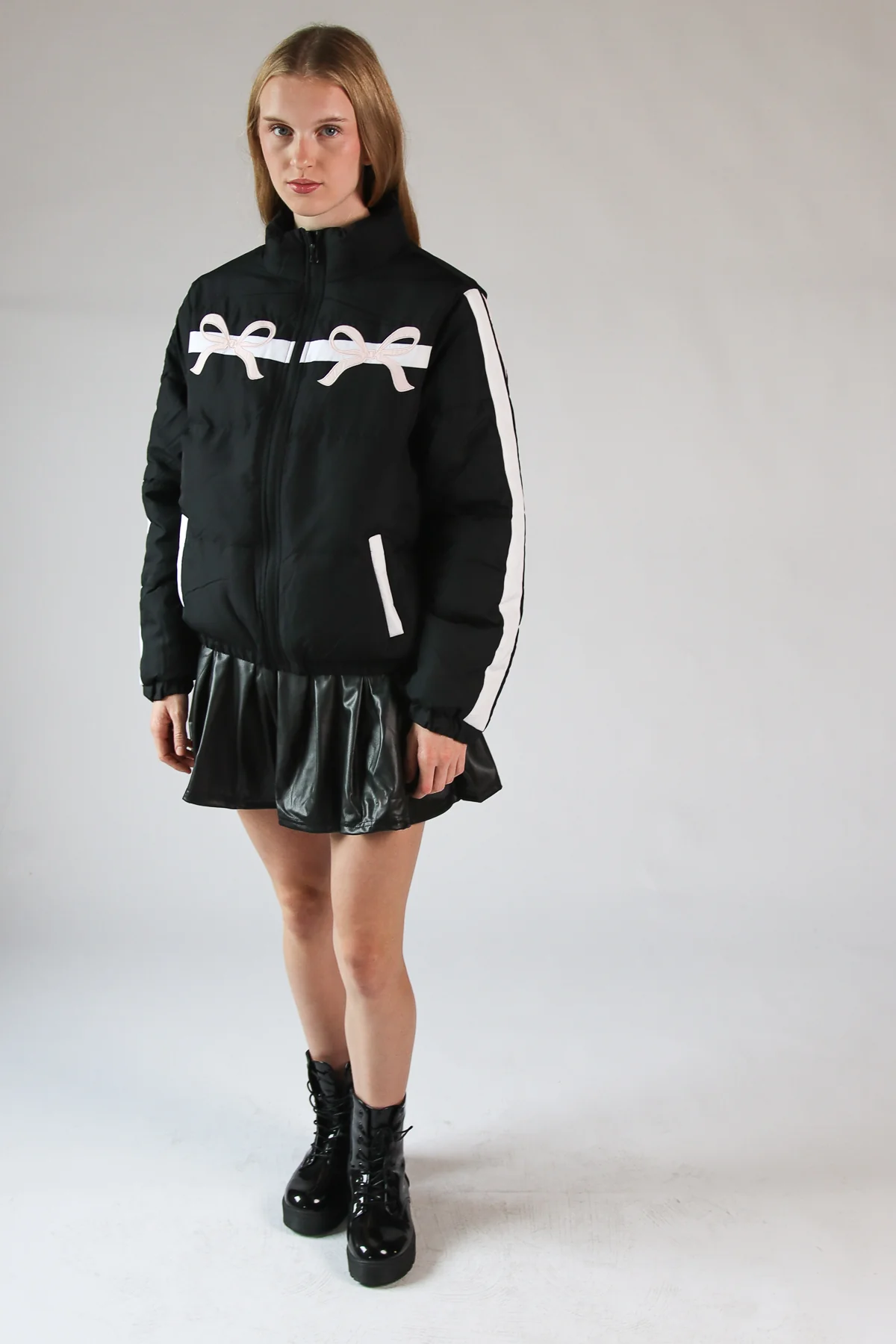 Bow Stripe Puffer Jacket - Image 5