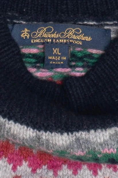 Brooks Brothers Dark Navy Fair Isle Sweater (2010s) - Image 3
