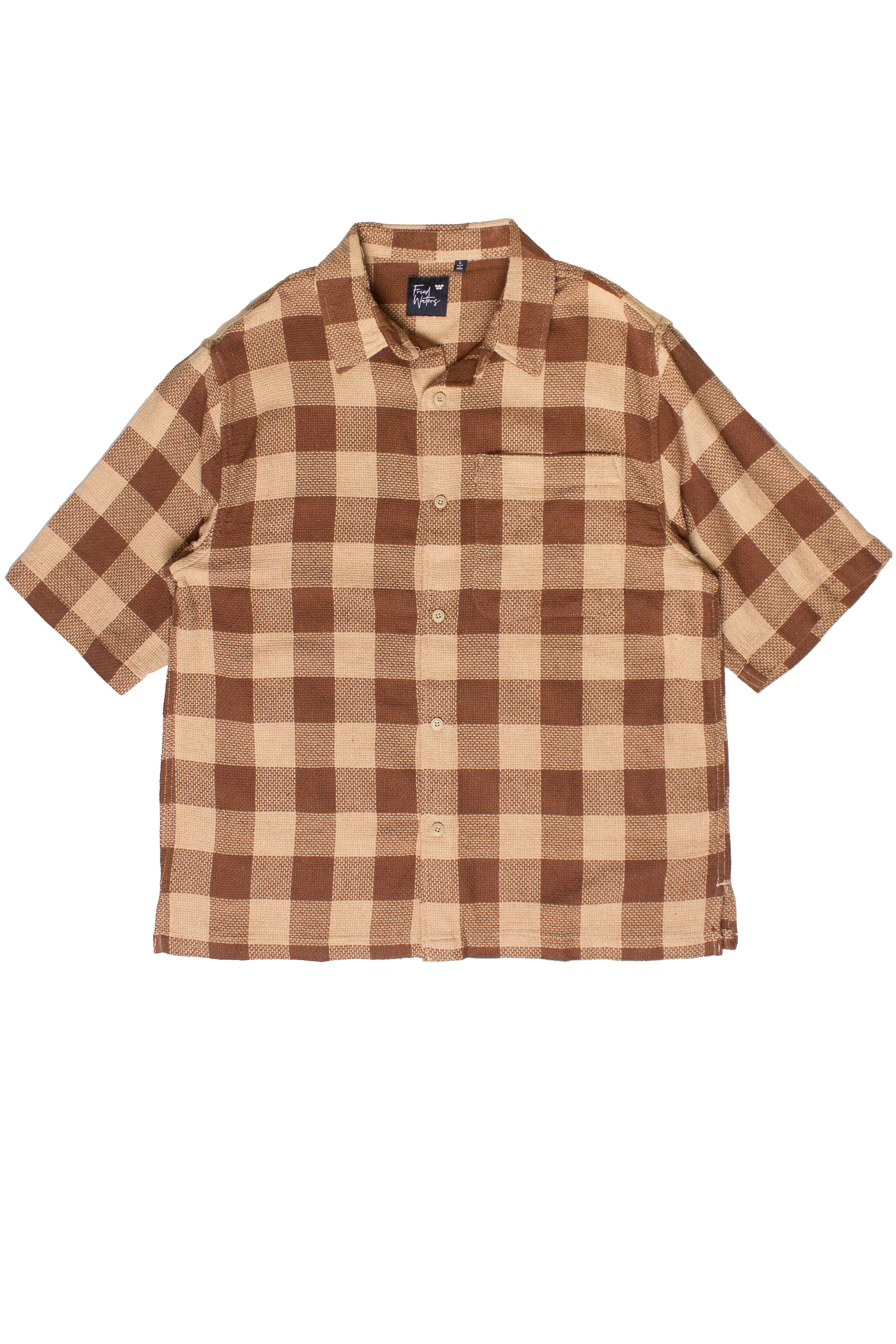 Brown Check Woven Knit Button Up Shirt - Image 10