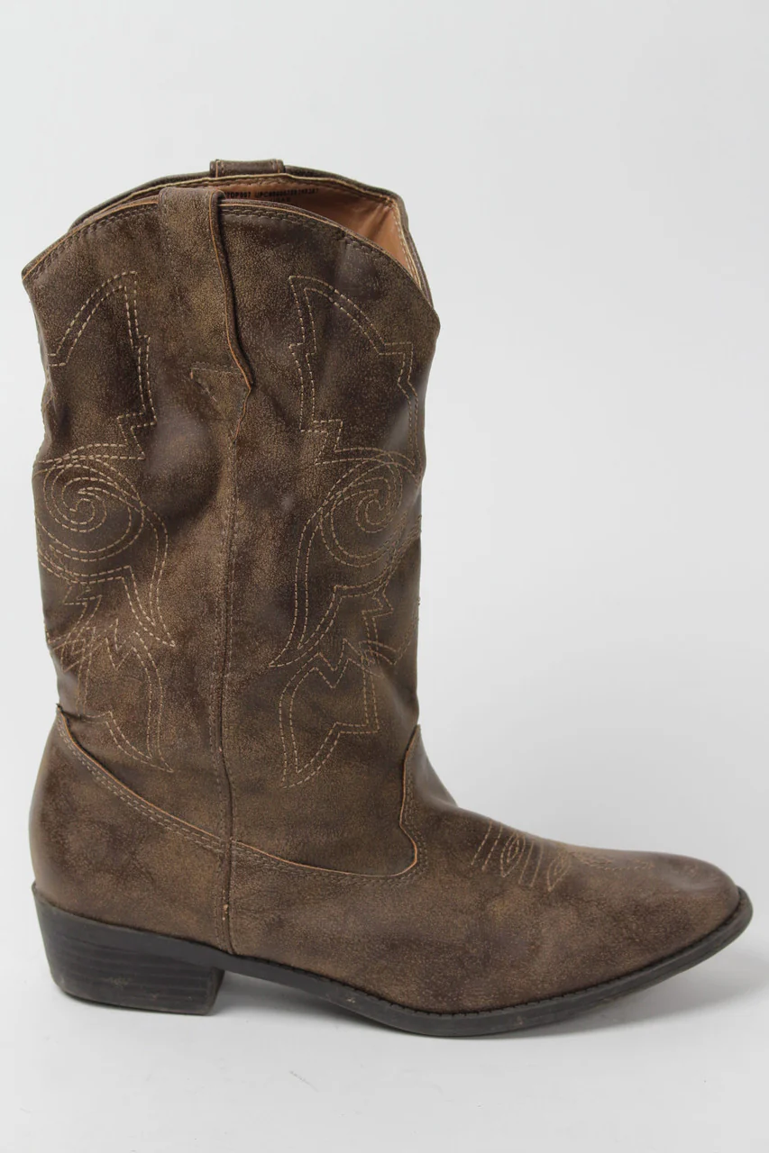 Brown Cowboy Boots Size 6 - Image 4