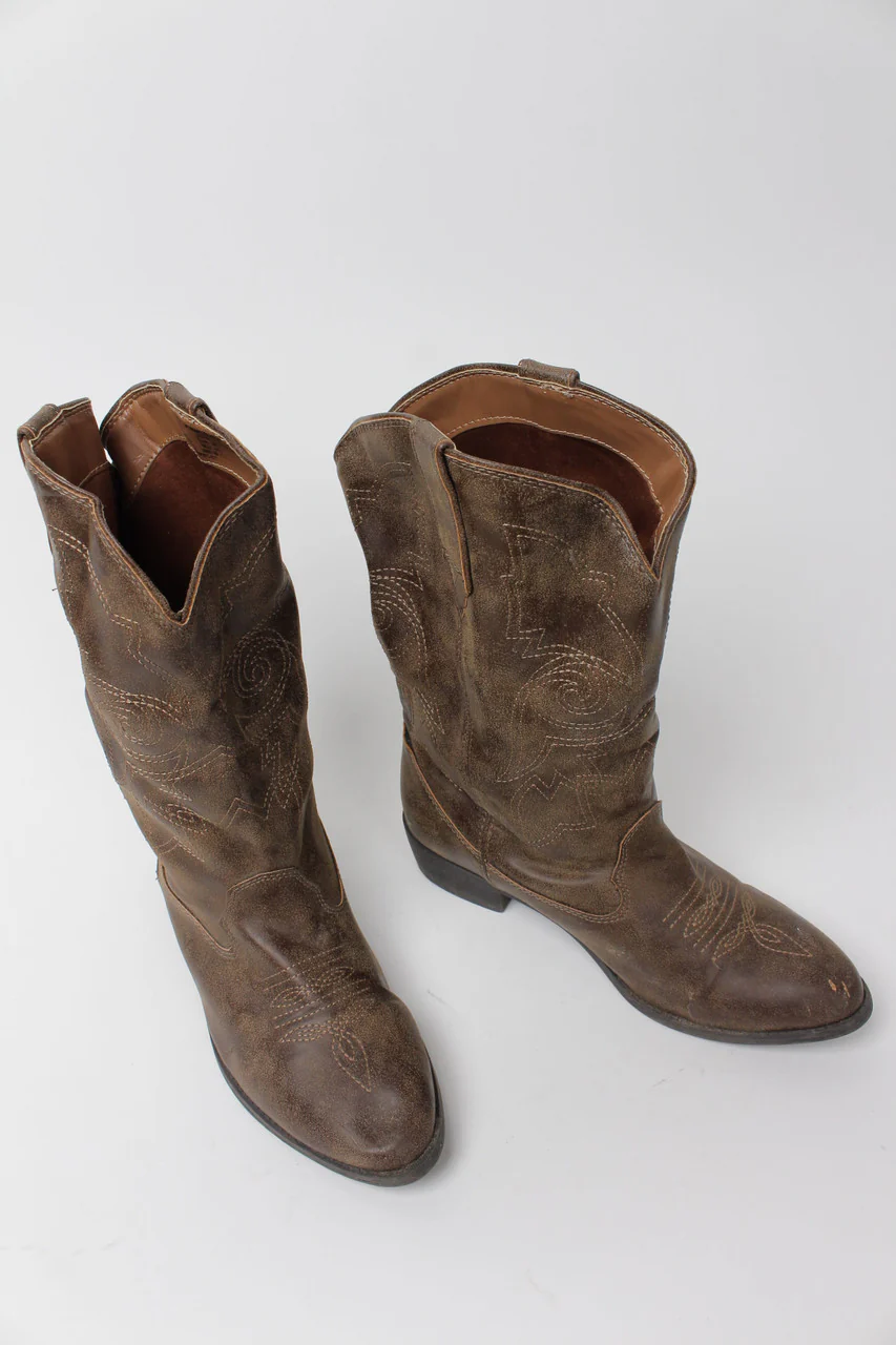 Brown Cowboy Boots Size 6 - Image 5