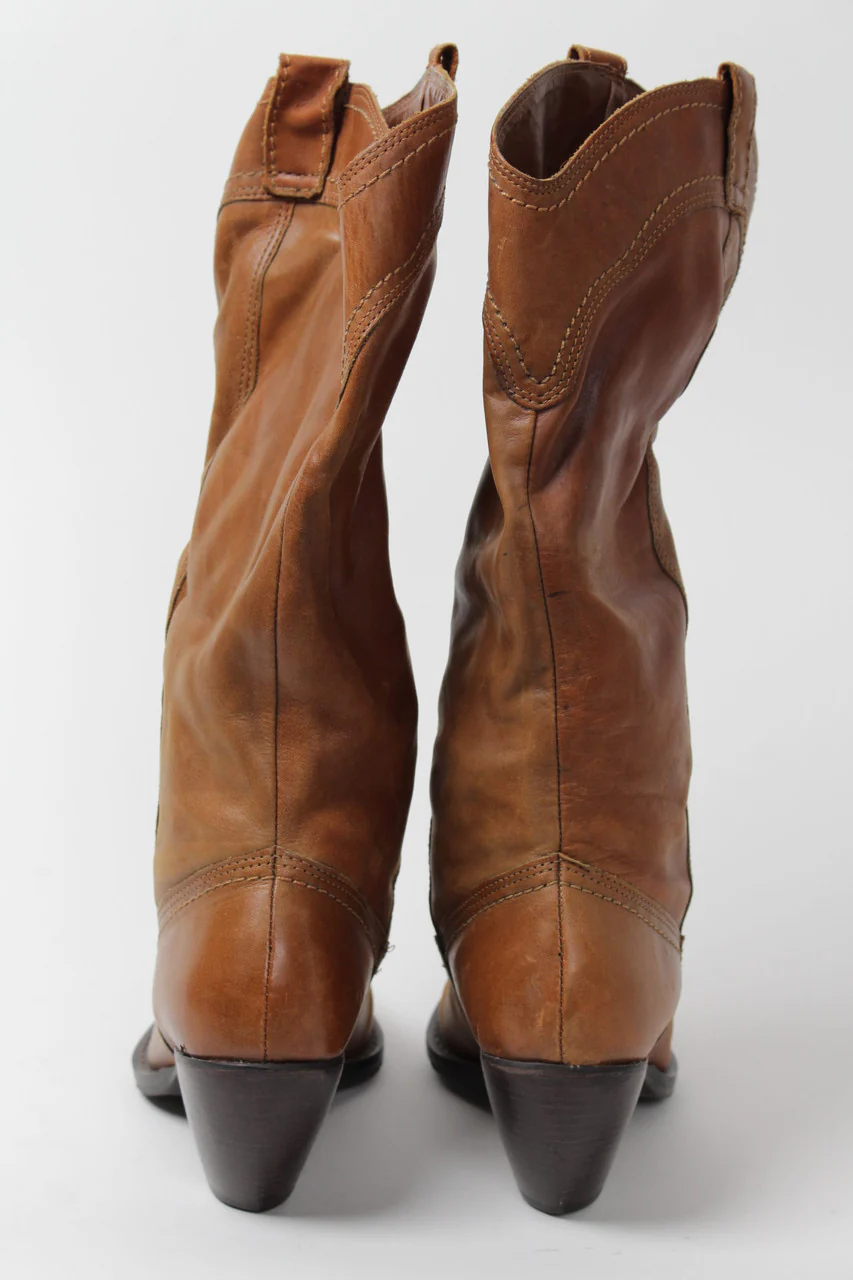 Brown High Heel Cowboy Boots (Sz. 7.5 M) 1271 - Image 2