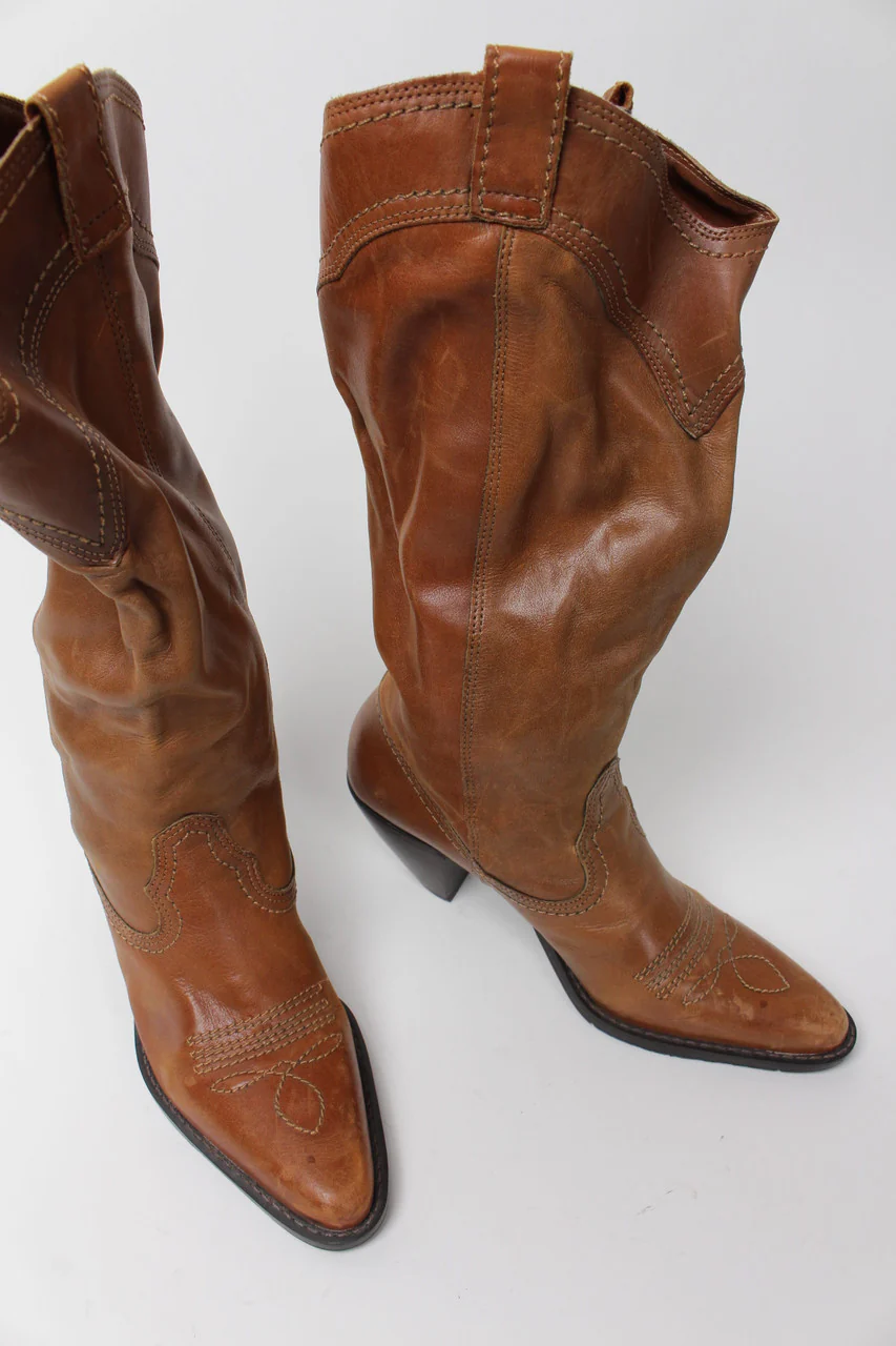 Brown High Heel Cowboy Boots (Sz. 7.5 M) 1271 - Image 5
