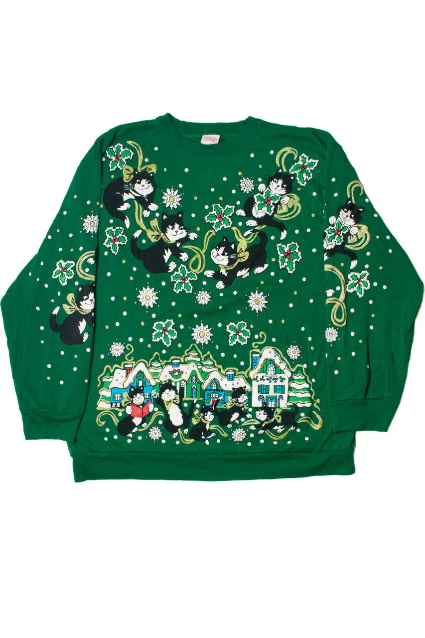 Cats With Ribbon Ugly Christmas Sweatshirt 61615 - Image 3