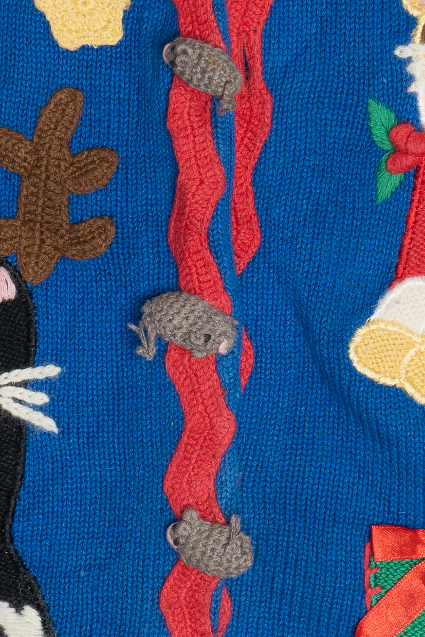 Christmas Cats With Knit Mice Buttons Ugly Christmas Vest - Image 2
