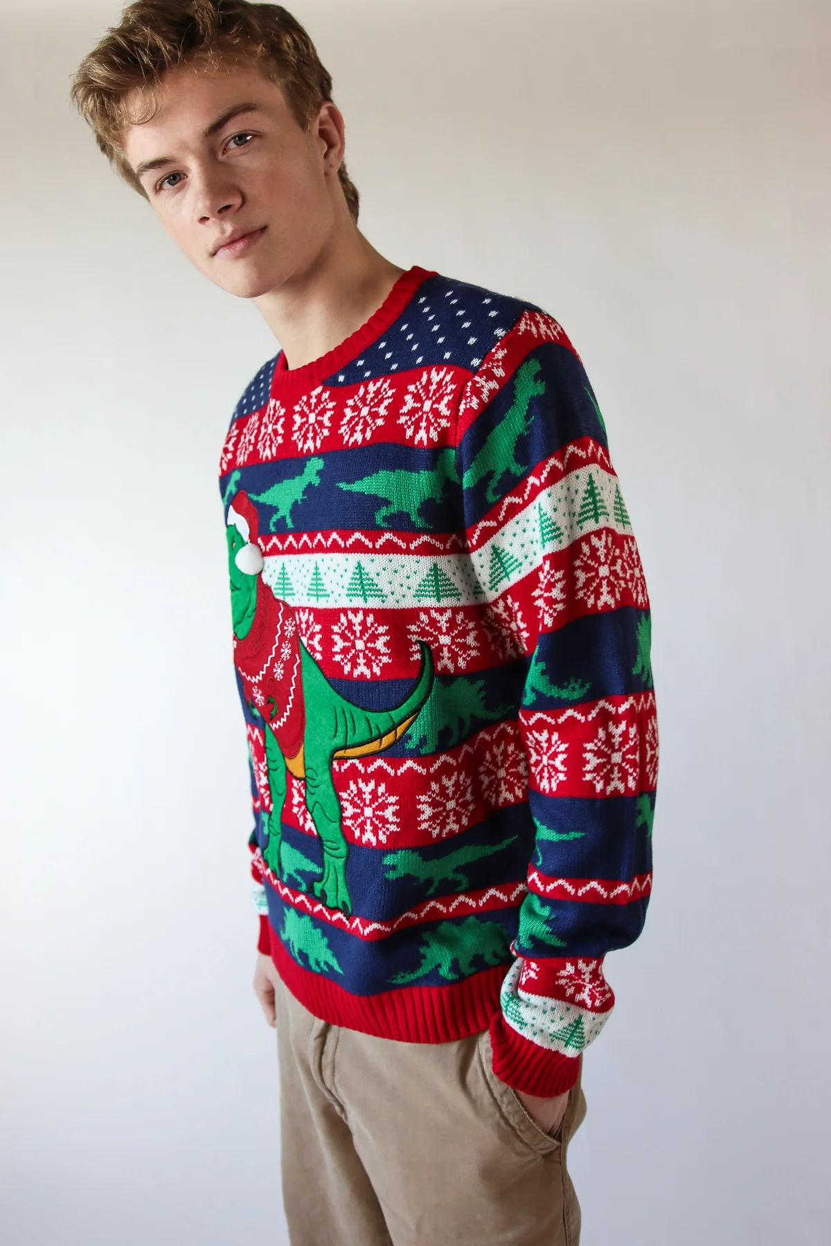 Christmas Sweater On A T-Rex Sweater - Image 4