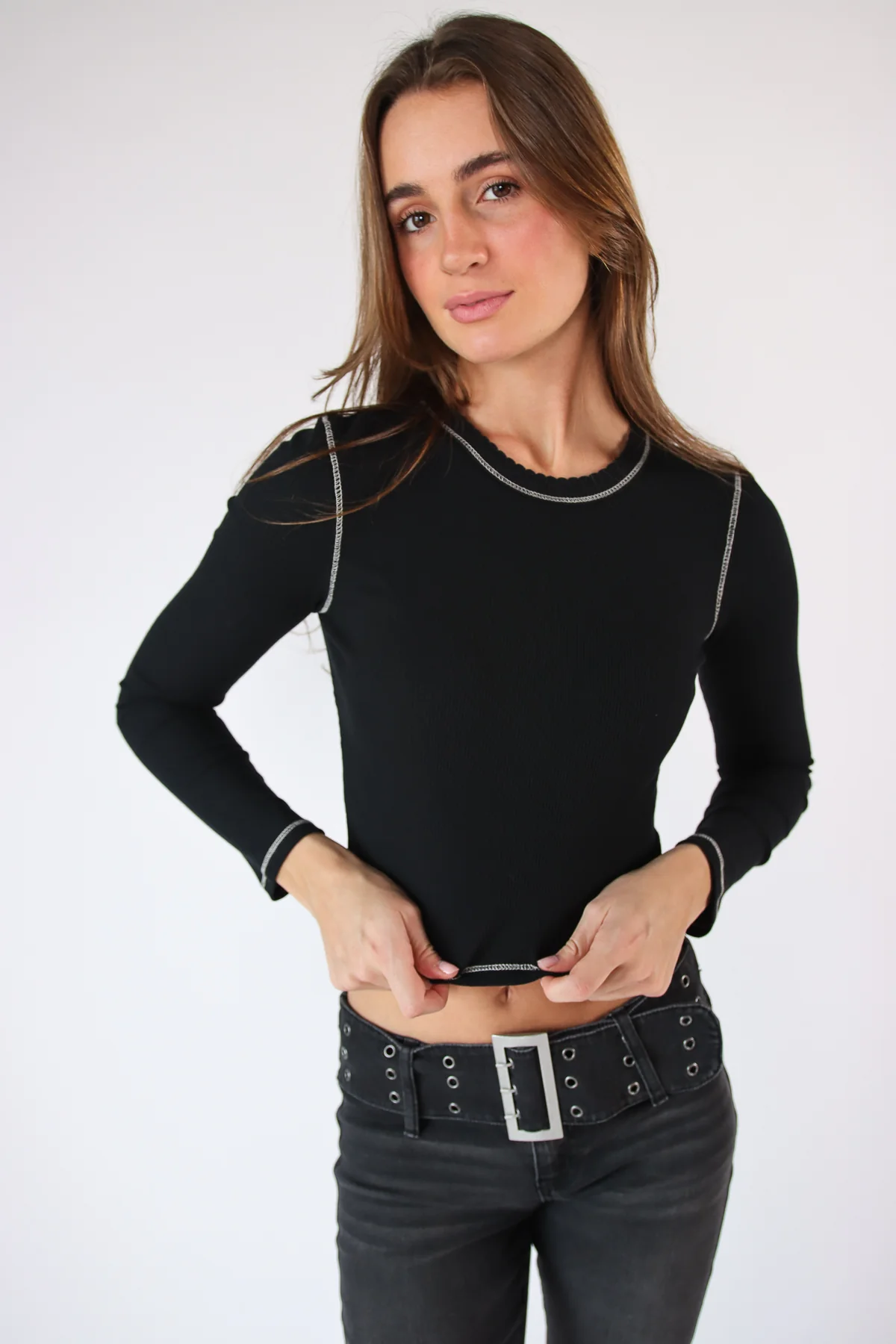Contrast Stitch Long Sleeve Tee - Image 3