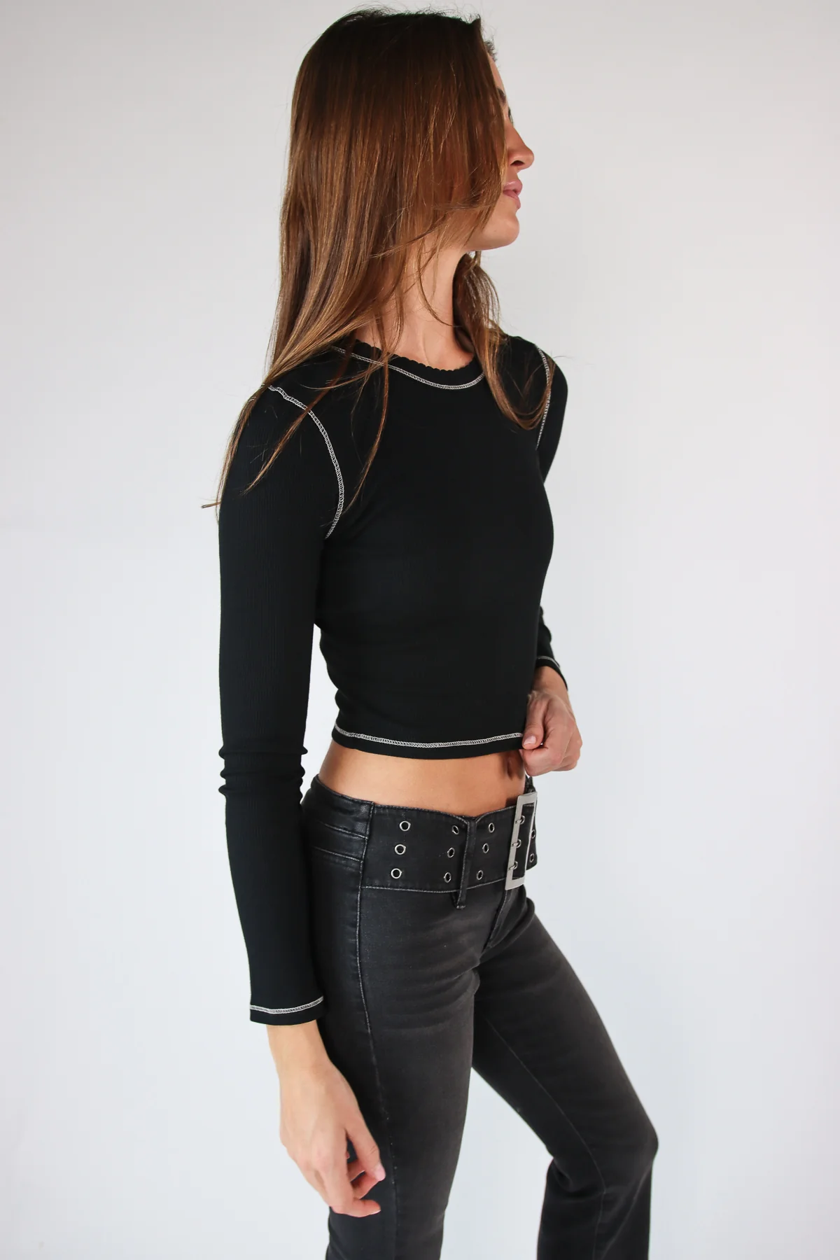 Contrast Stitch Long Sleeve Tee - Image 7
