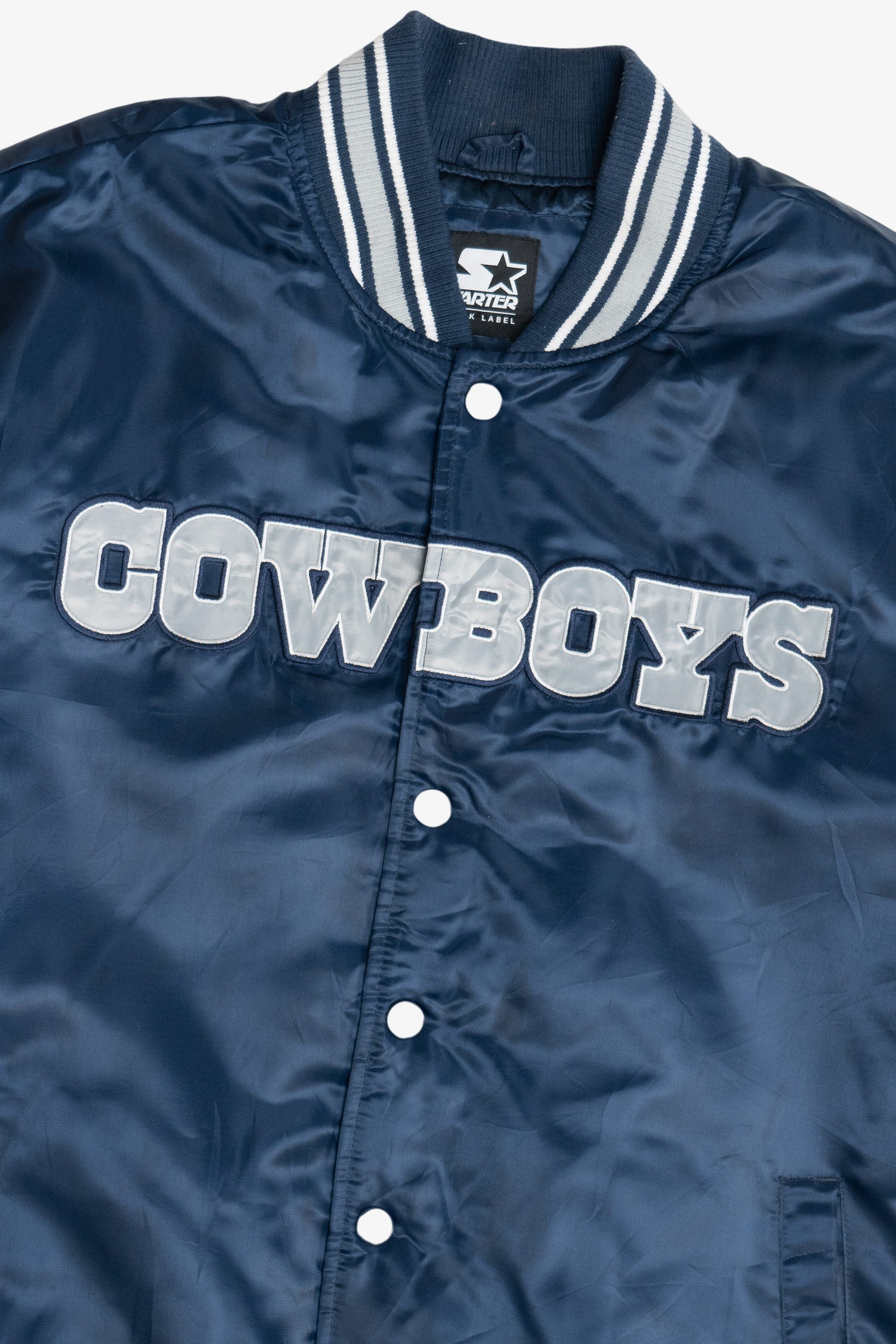"Cowboys" Dallas Cowboys Quilt Lined Full Snap Black Label Starter Jacket (2000s) - Image 3