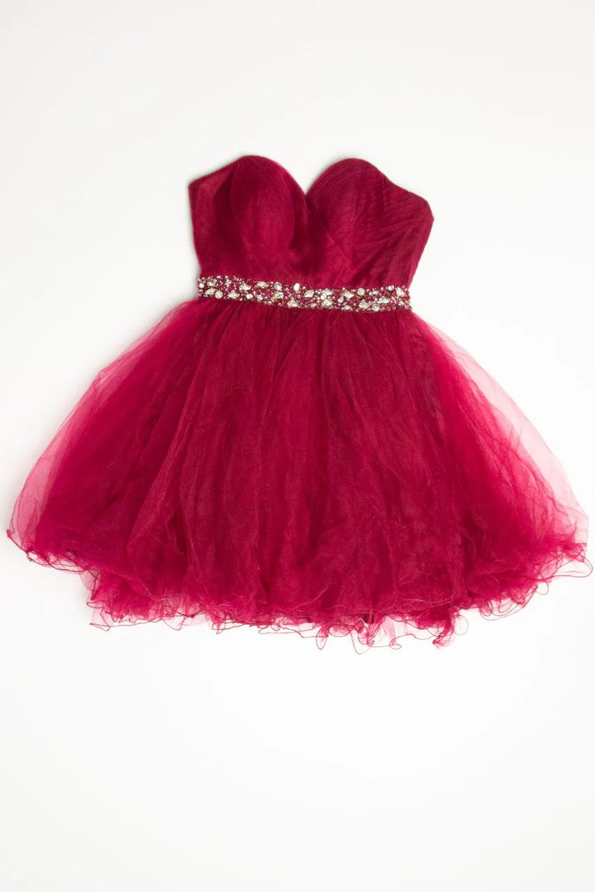 Crimson Jeweled Waist Tulle Dress (sz. 6) - Image 2