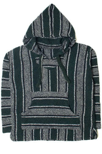 Dark Green Striped Baja Hoodie 2816