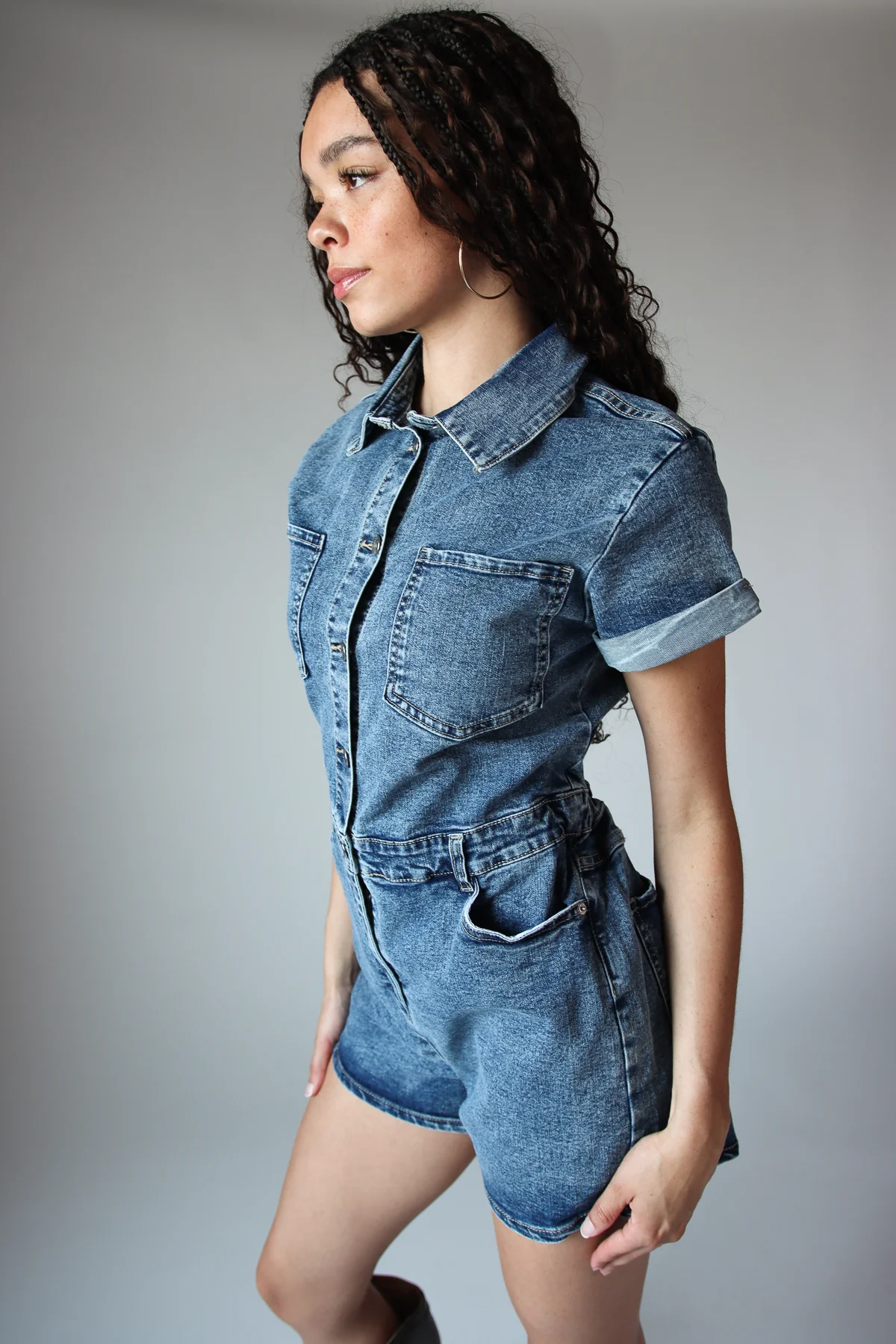 Denim Utility Romper - Image 4