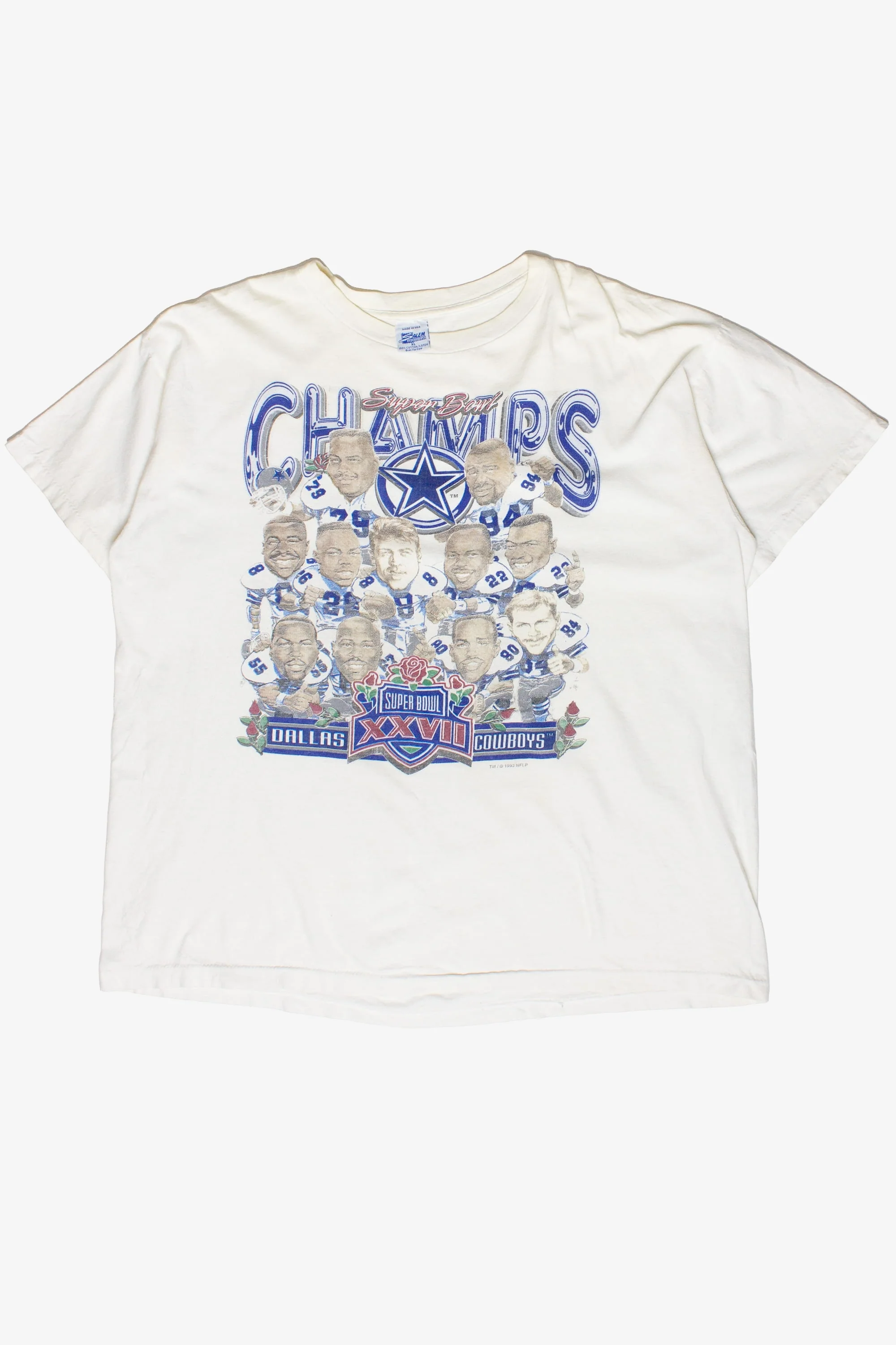 Distressed Super Bowl XXVII Dallas Cowboys Team Portrait T-Shirt (1993)