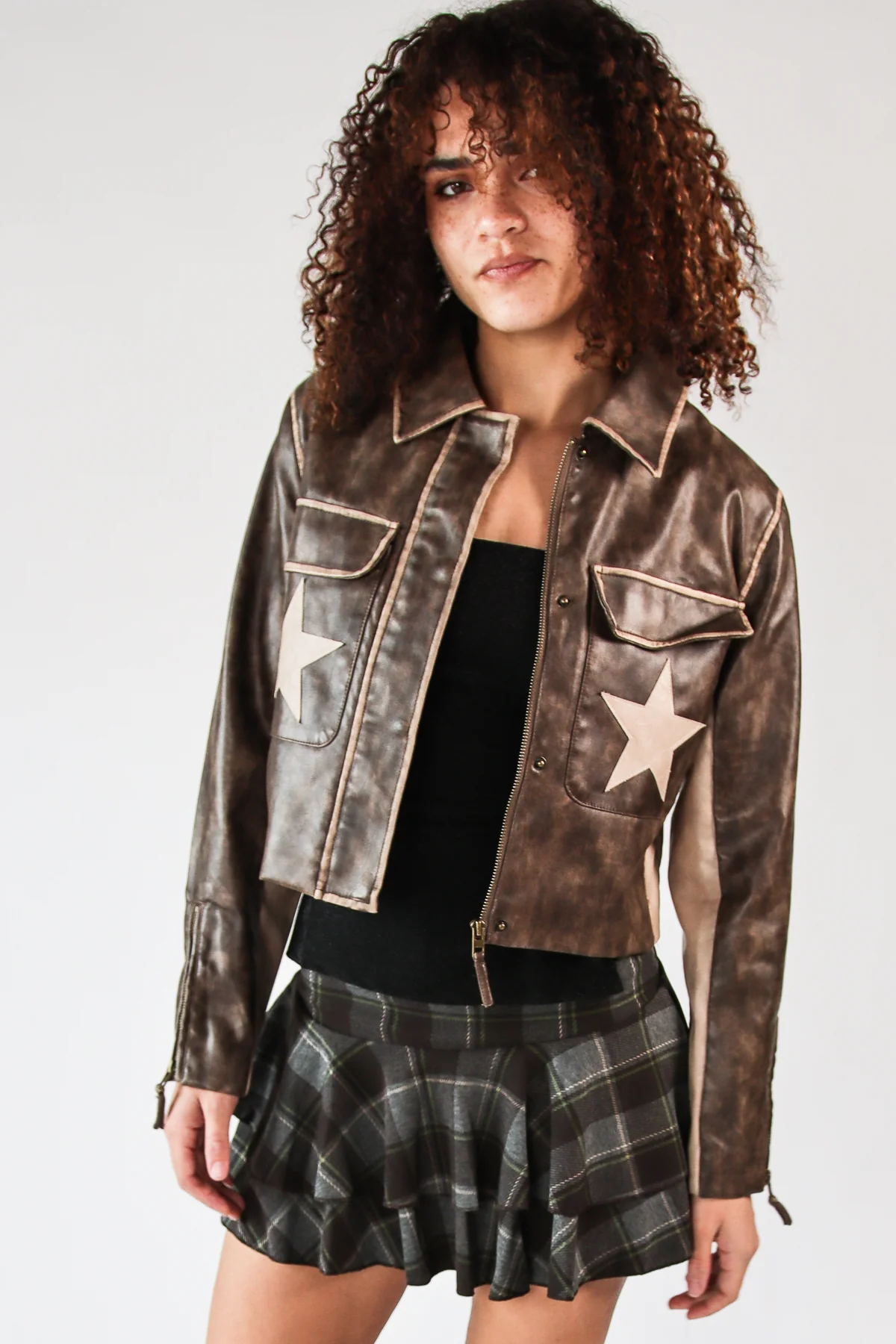 Double Star Brown Moto Jacket