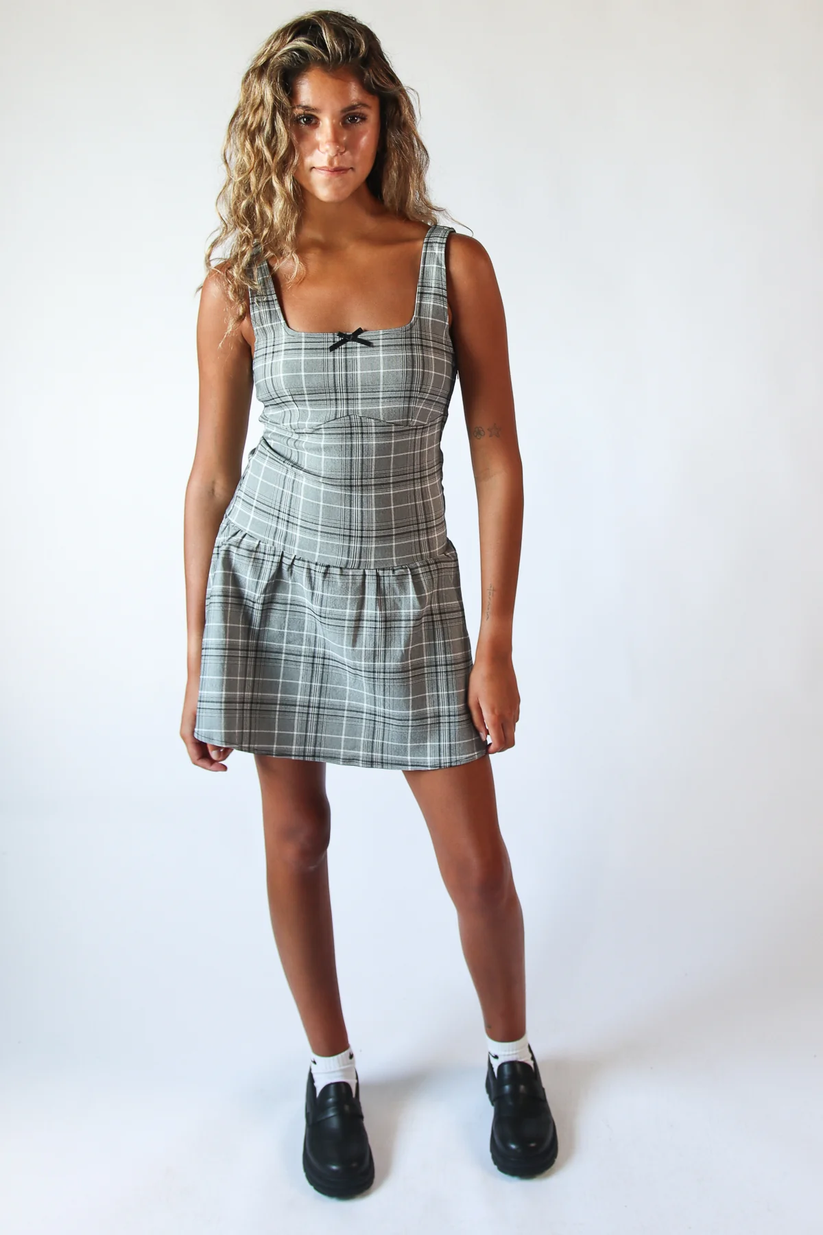 Drop Waist Plaid Mini Skort Dress - Image 5