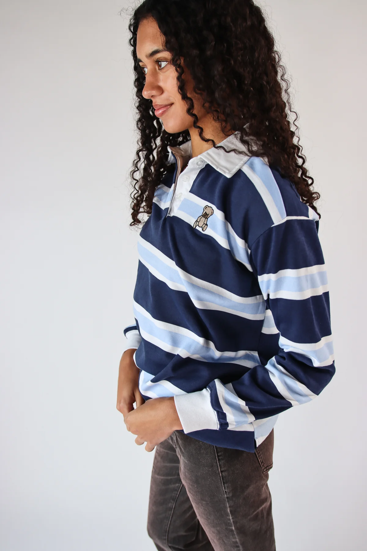 Embroidered Bear Rugby Lightweight Sweatshirt - Image 4