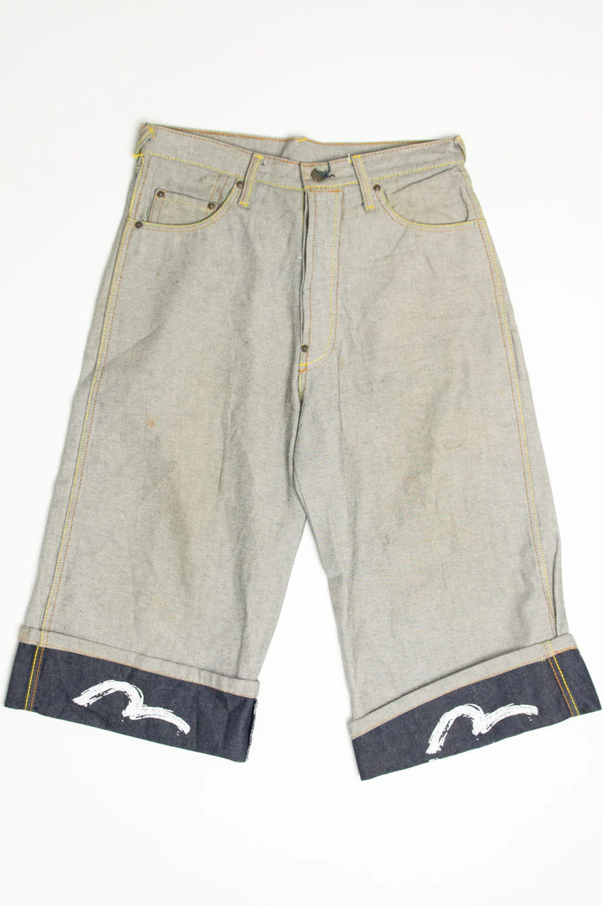 Evisu Genes Godhead Patch Denim Long Shorts (sz. 34) - Image 2