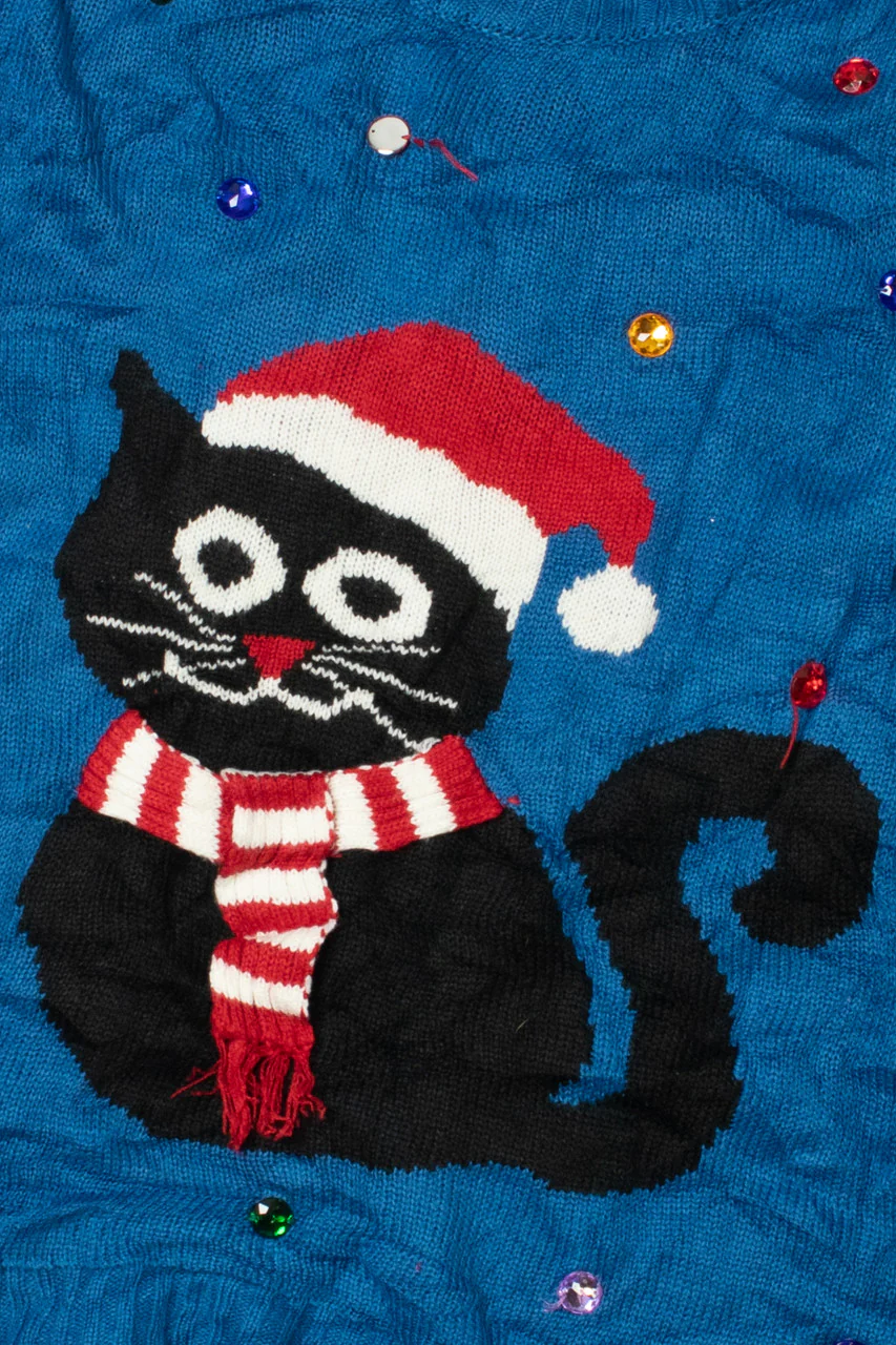 Festive Cat Ugly Christmas Pullover 61686 - Image 2