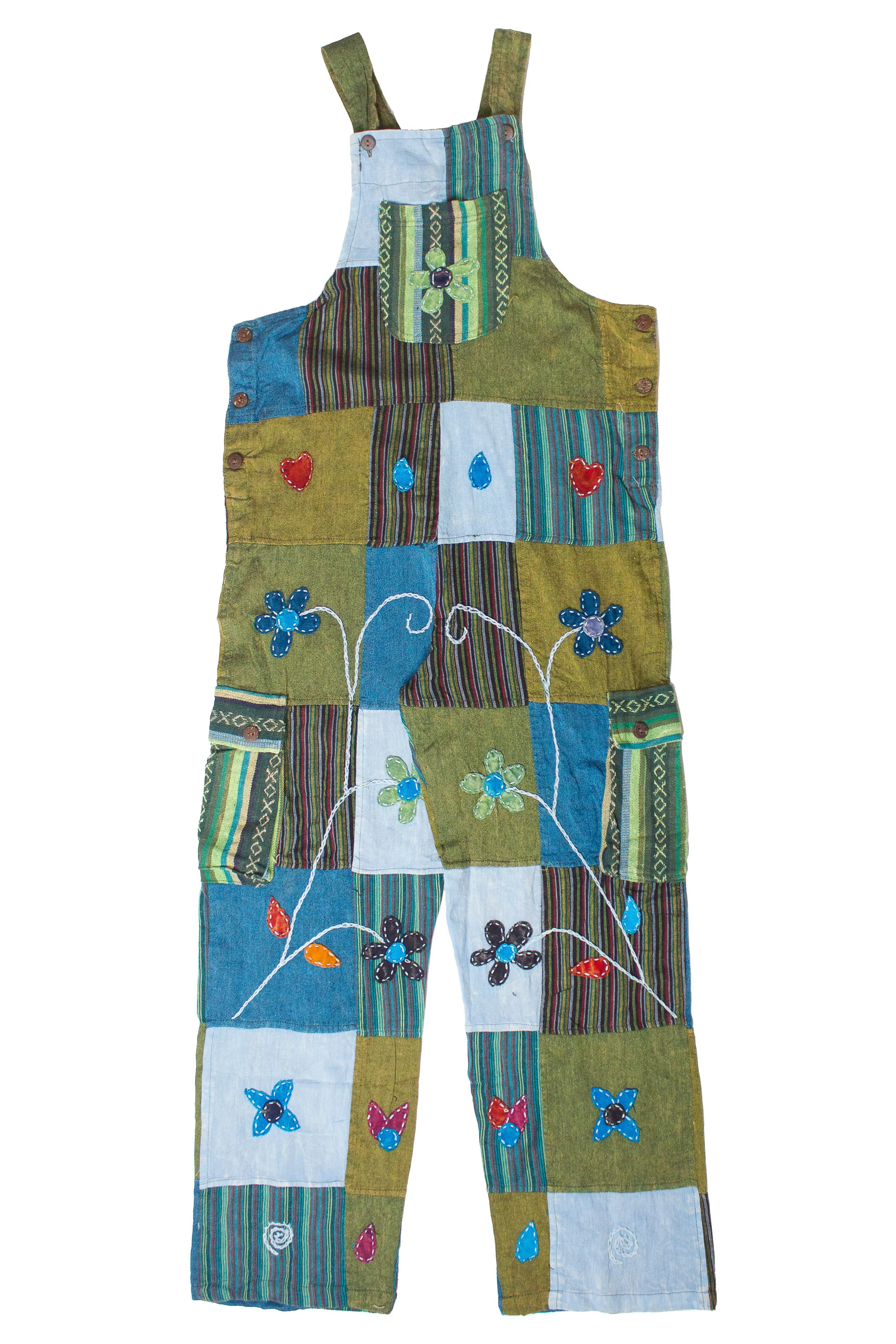 Floral Embroidered Patchwork Overalls - Image 4
