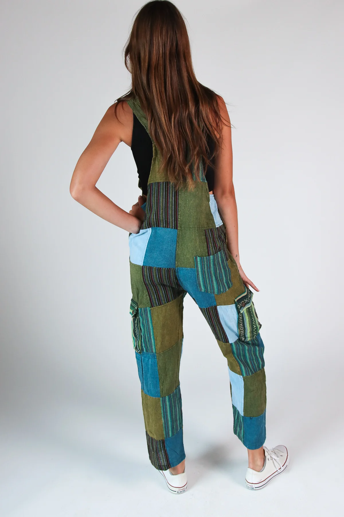 Floral Embroidered Patchwork Overalls - Image 8