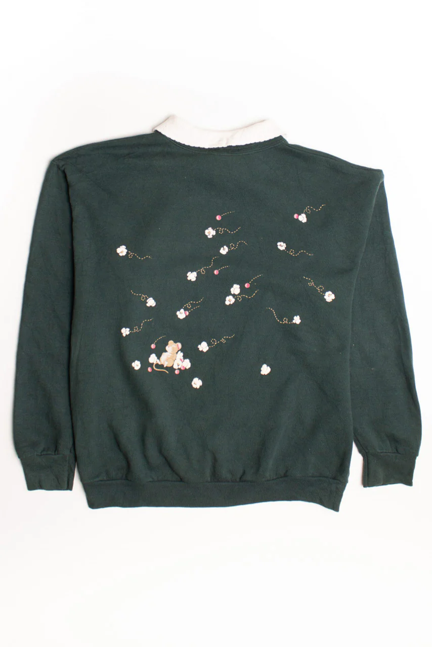 Floral Mice Ugly Christmas Sweatshirt 58942 - Image 2