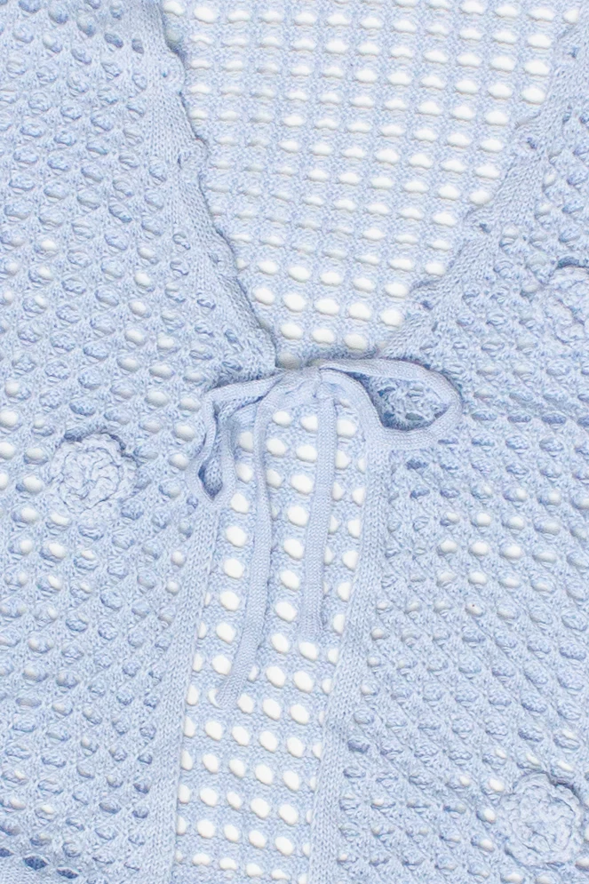 Flower Crochet Mesh Tie Front Cardigan - Image 14