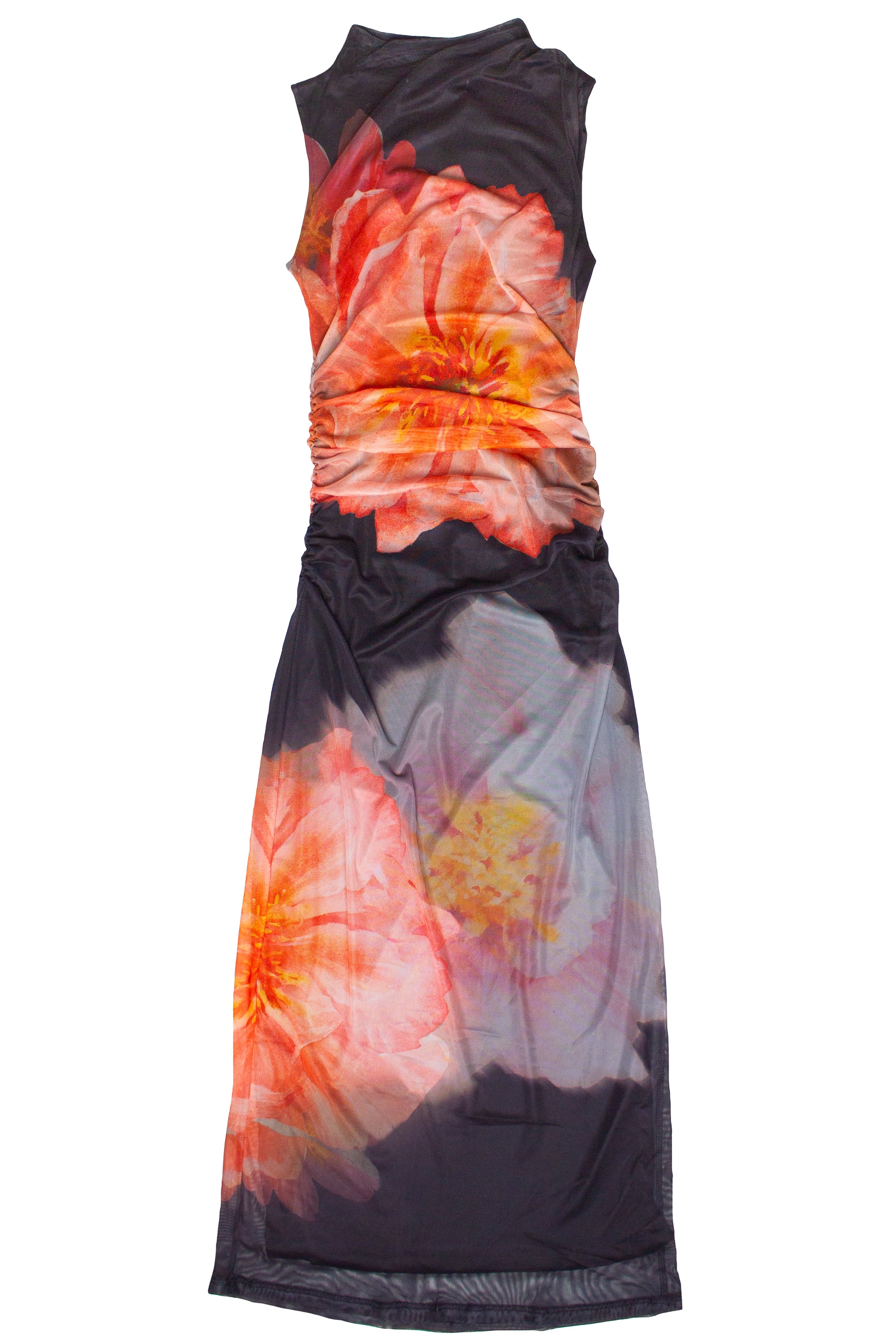 Flower Mock Neck Mesh Maxi Dress - Image 6
