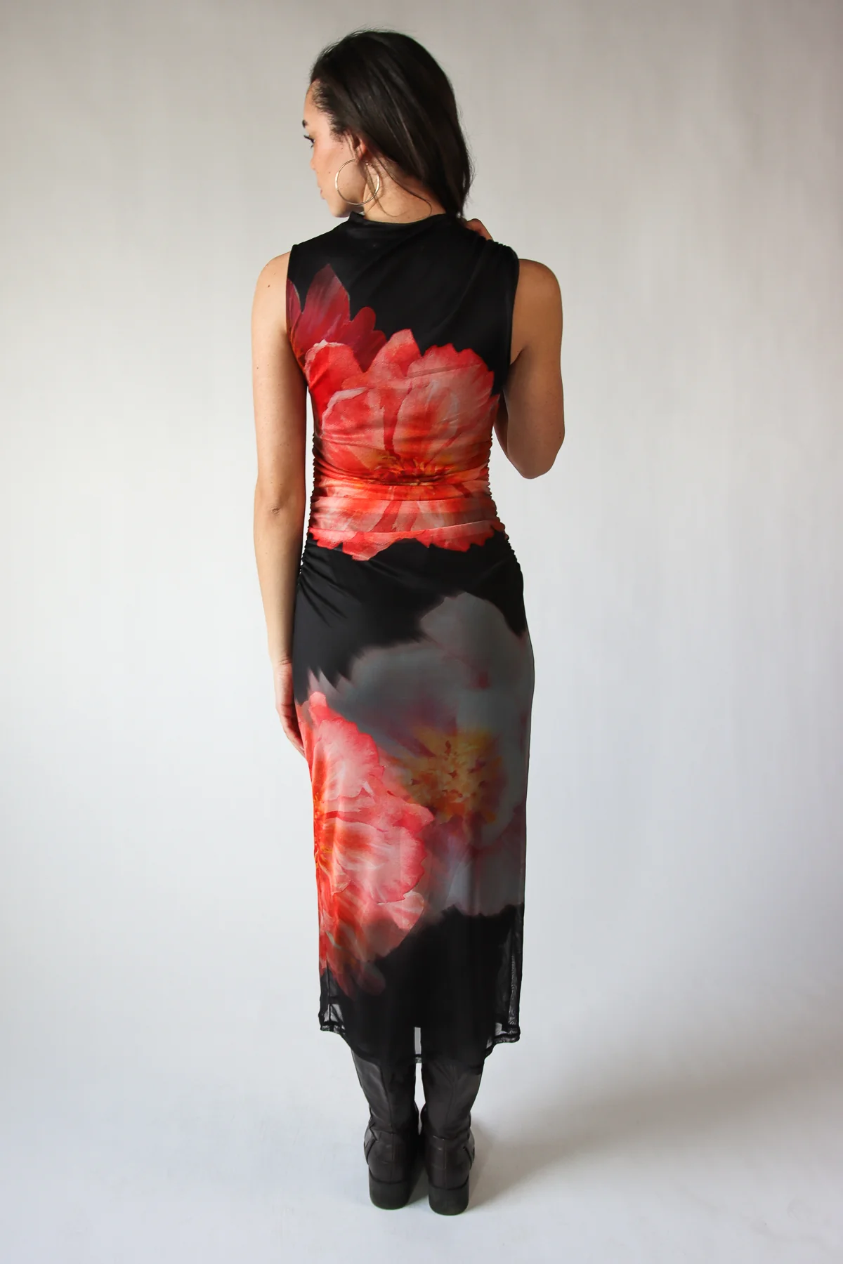 Flower Mock Neck Mesh Maxi Dress - Image 7