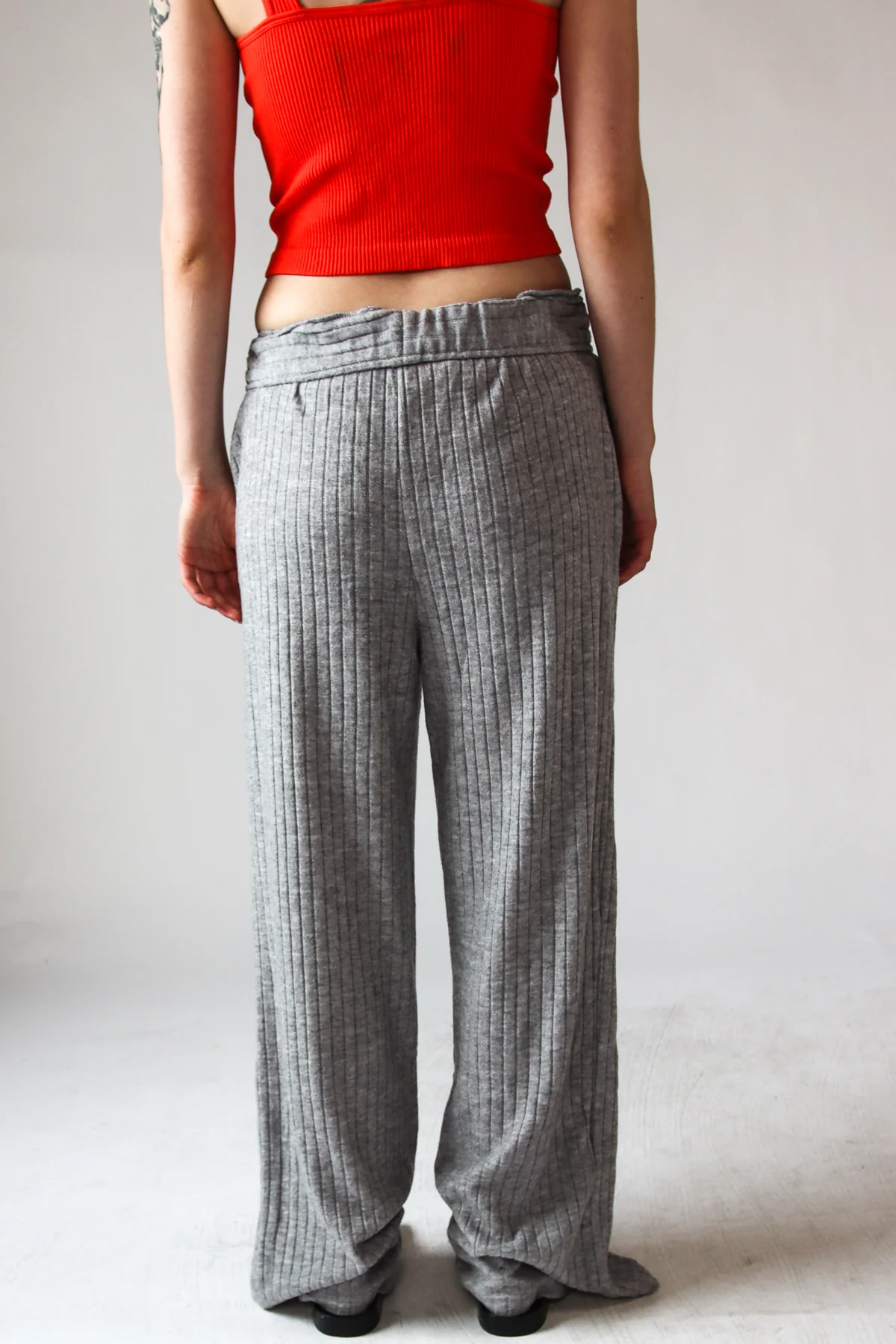 Foldover Ribbed Wide Leg Sweatpants - Image 7