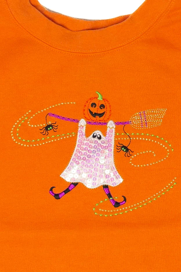 Ghost On Broom Halloween Sweatshirt - Image 2