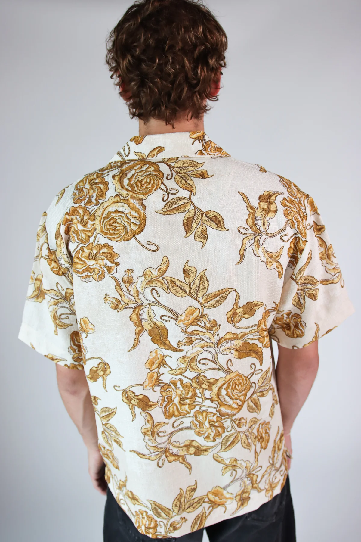 Gold Roses Woven Button Up Shirt - Image 8