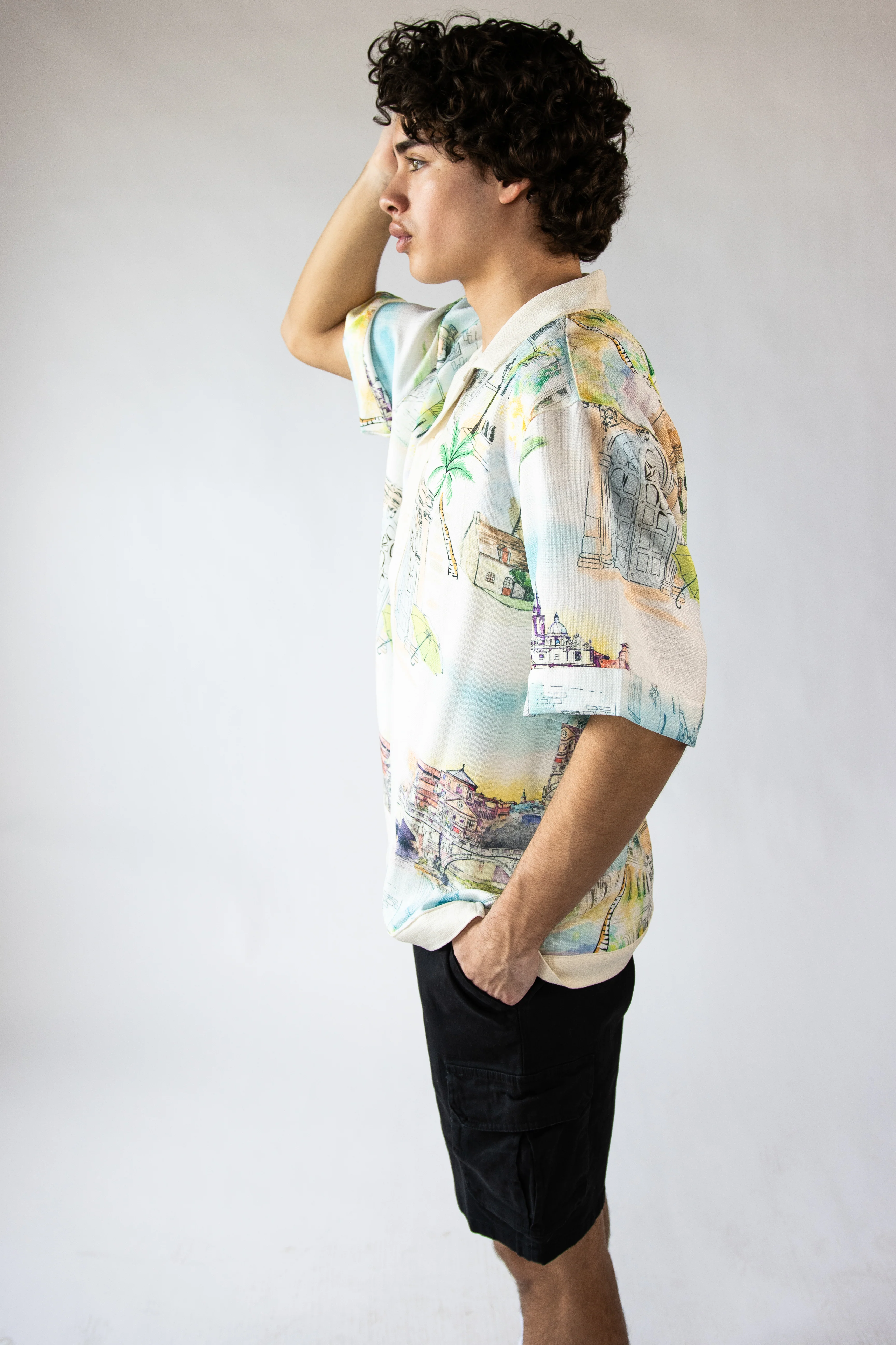 Greek Isles Woven Button Up Shirt - Image 4