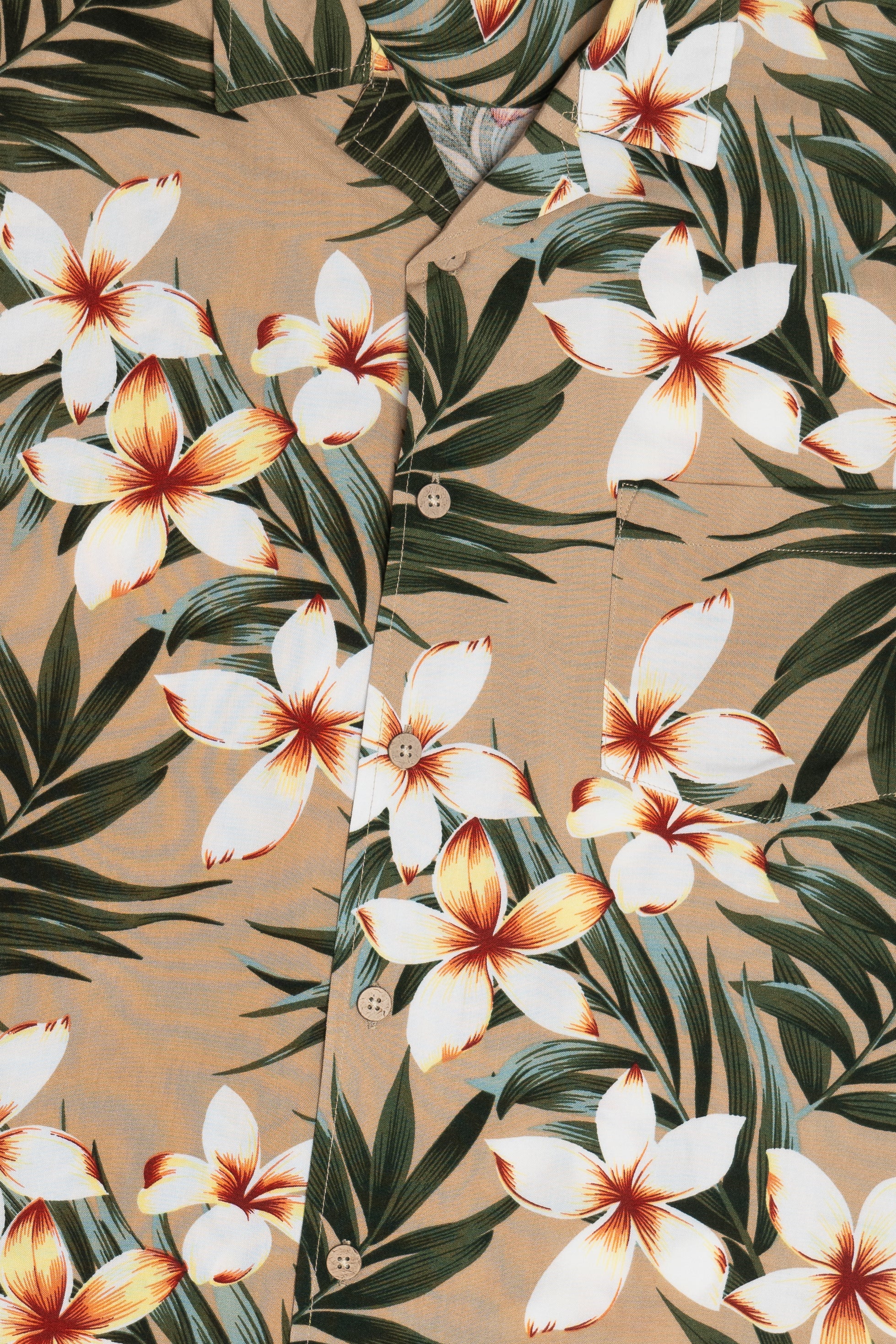 Tan Hibiscus Tropical Hawaiian Shirt - Image 6