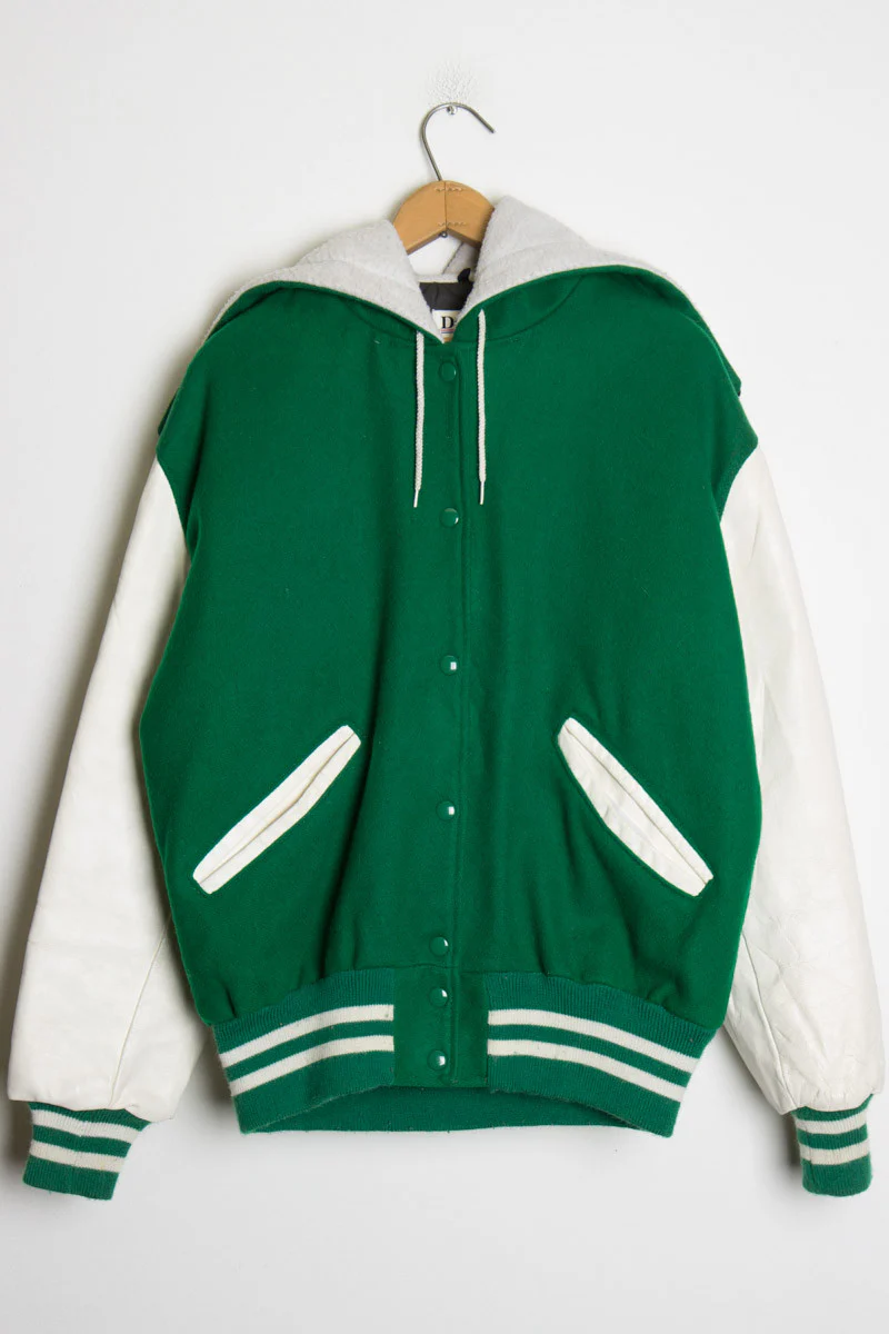 Green Varsity Jacket w/ Hood - Image 2