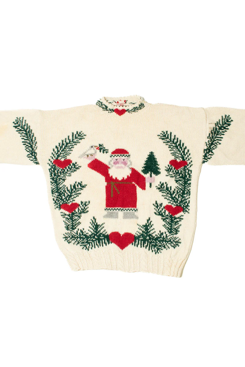 Hand Knit Santa With Dove Ugly Christmas Sweater 61359